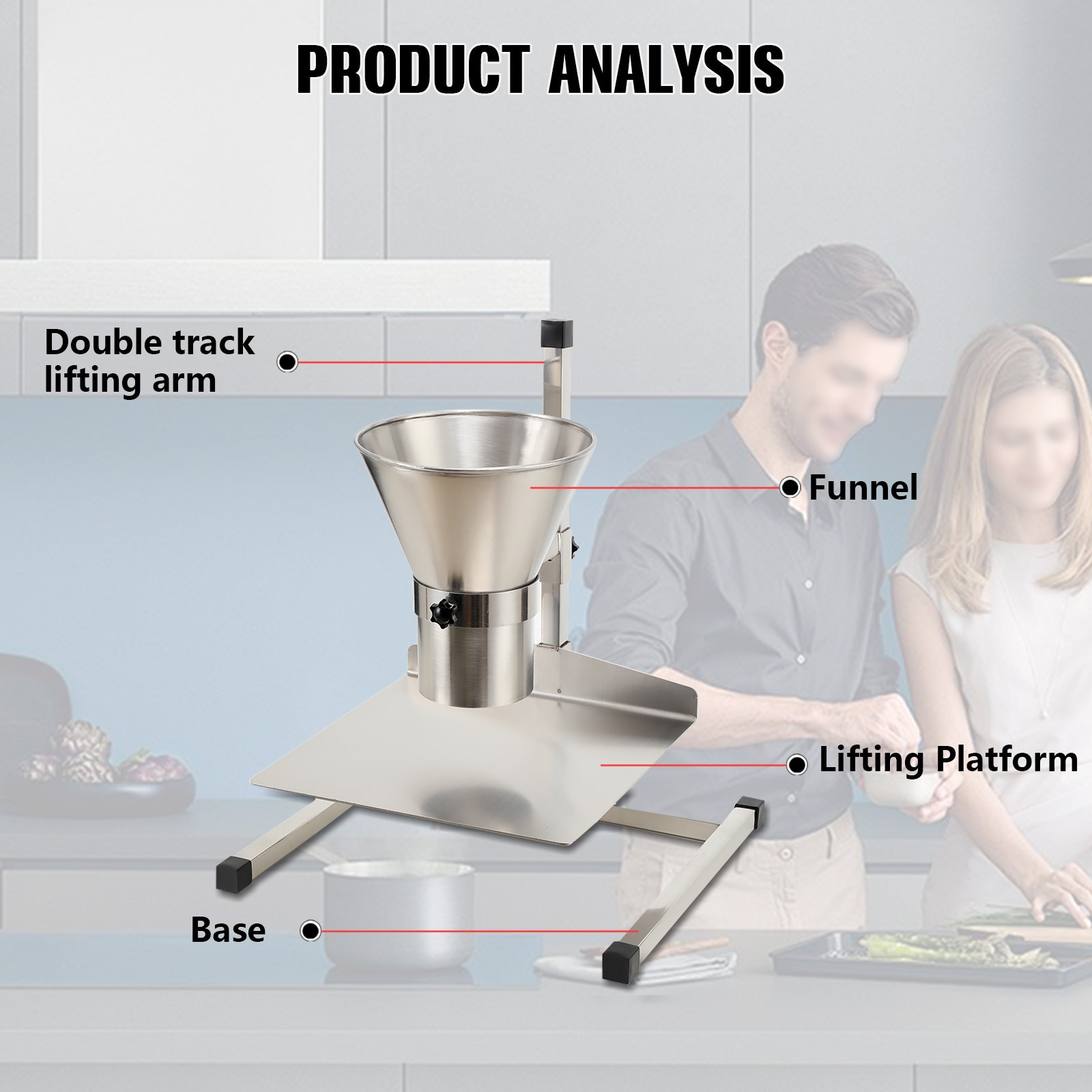 Stainless Steel Feeding Hopper Manual Filling Package Funnel with Bracket 4» US