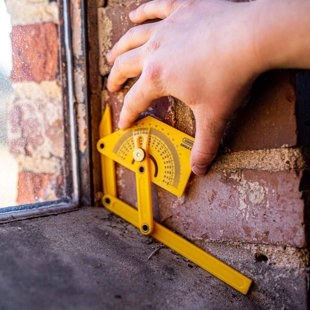 Compact Hand-Powered Protractor for Sloped, Inside & Outside Angles – Yellow