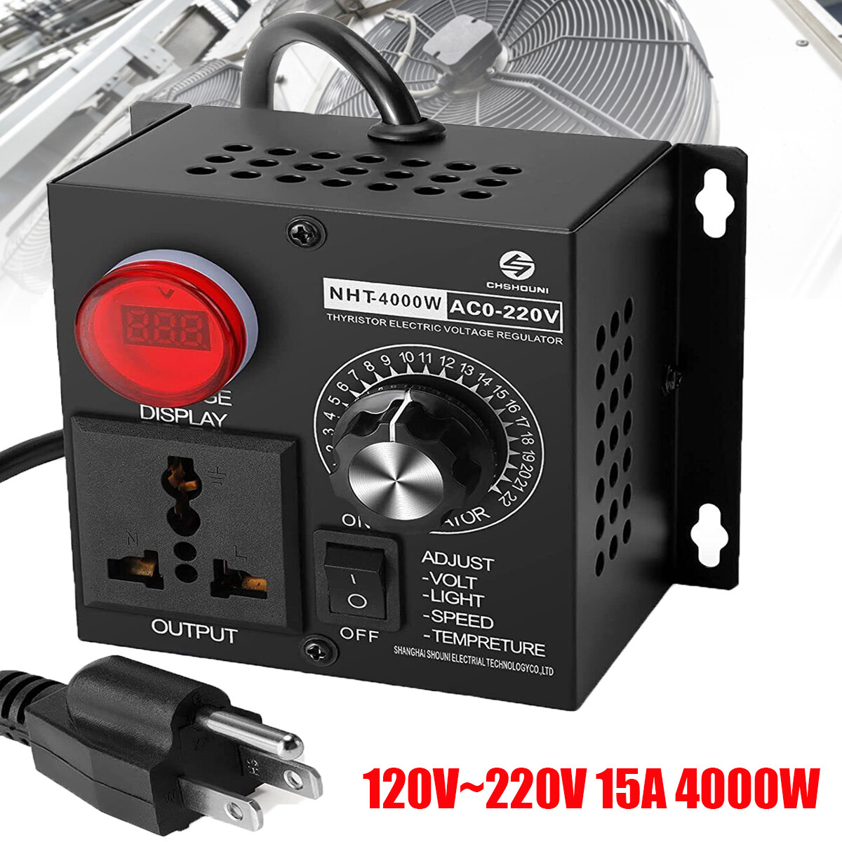Electric Motor Variable Speed Controller – 120V~220V 15A 4000W AC Motor Speed US