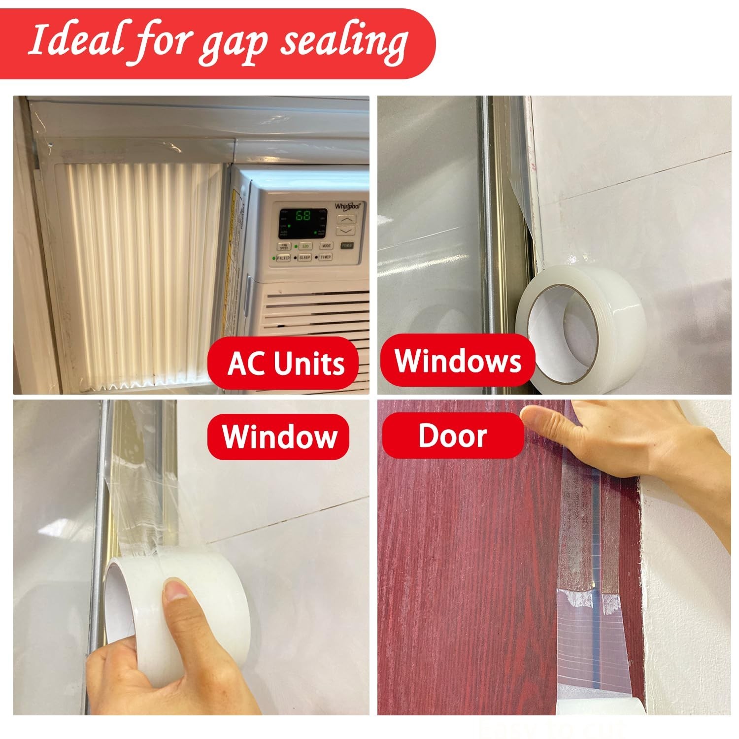 1.9IN X 117FT (39Y) Transparent Weather Stripping Tape, Weather Sealing Tape,…