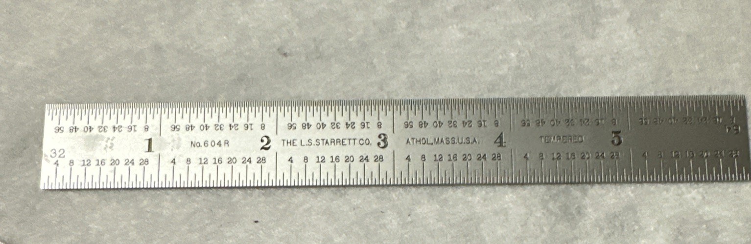 STARRETT 604R Tempered Stainless Steel Rule with Inch Graduations~USA. NEW