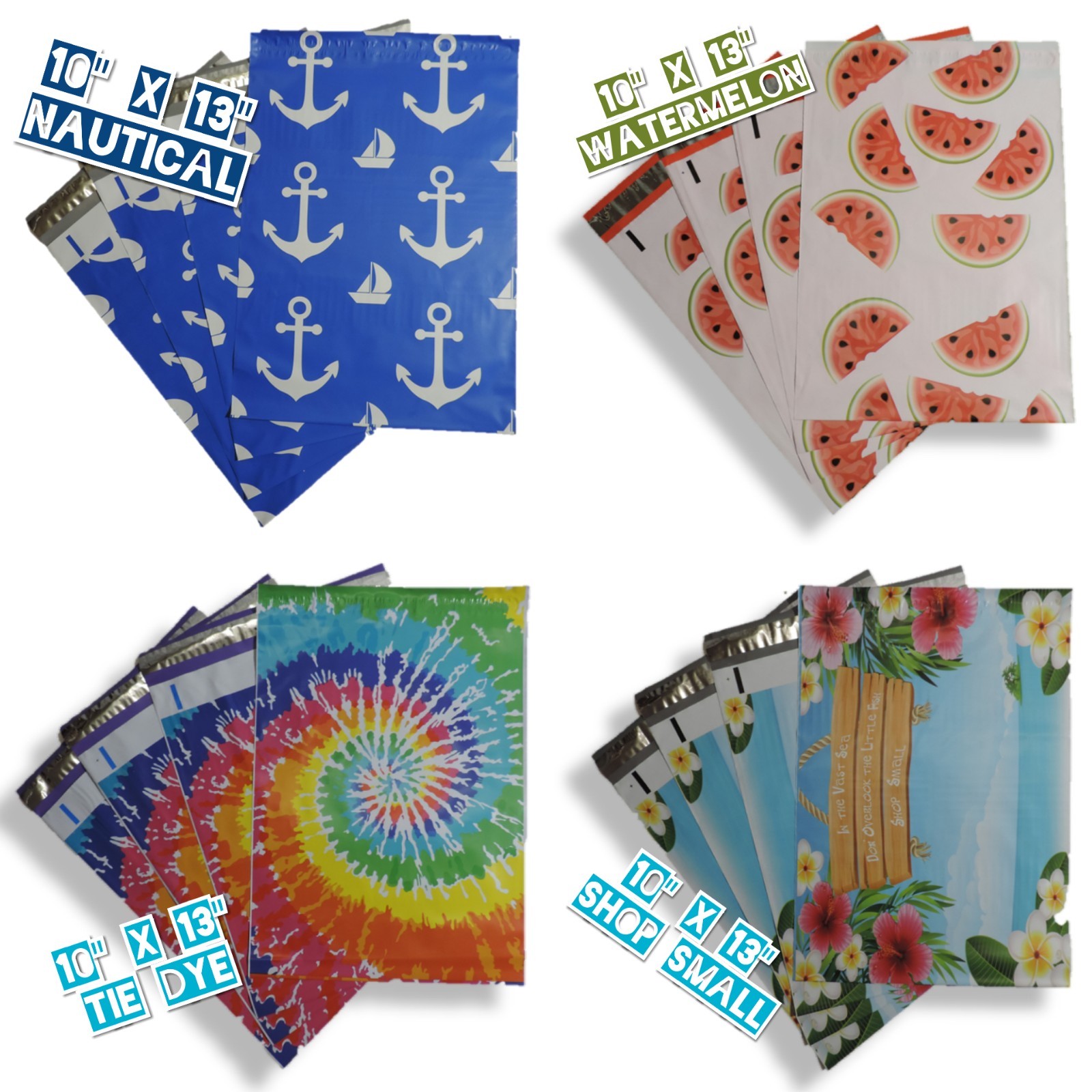 10×13 Designer Poly Mailers – Shipping Envelopes – Various Designs