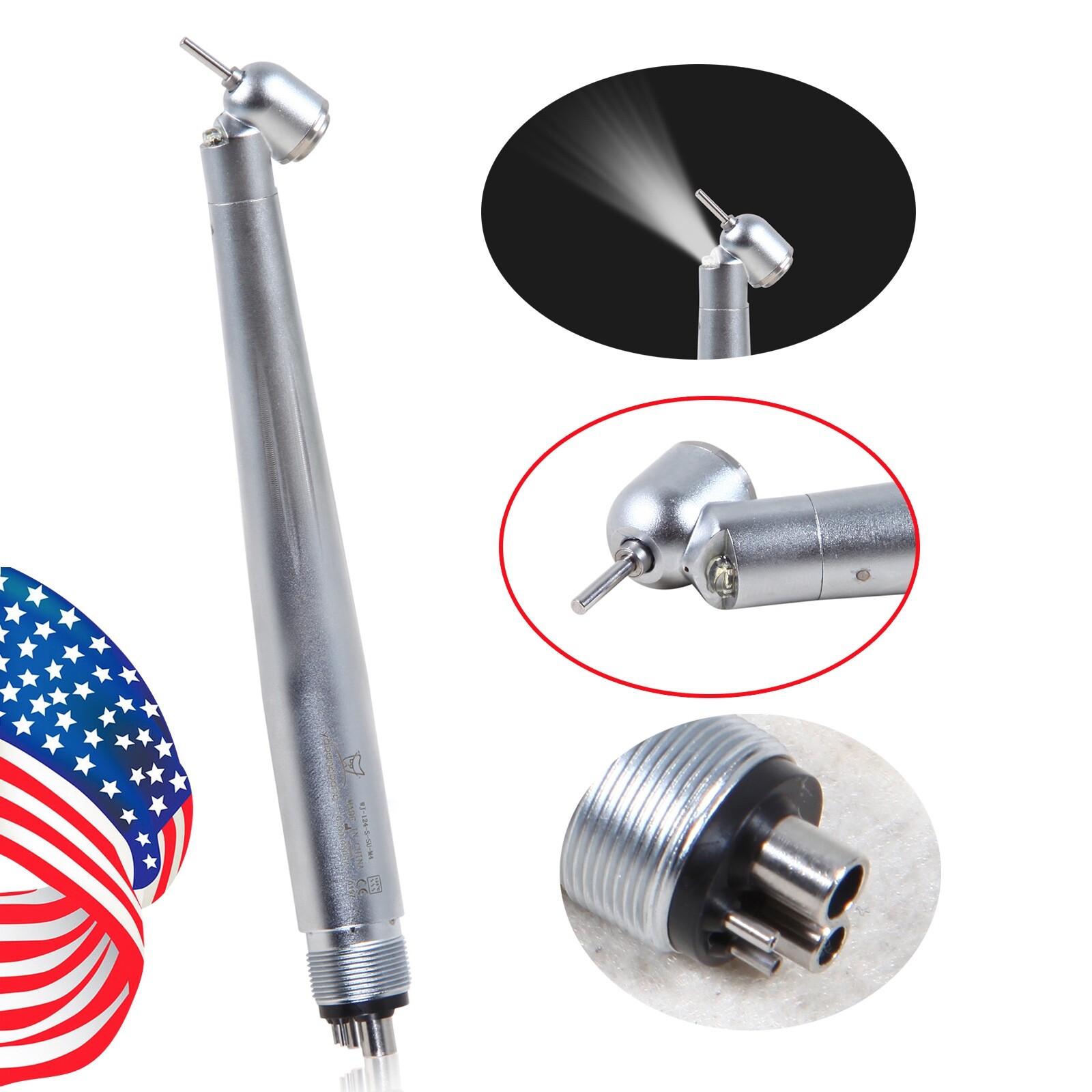 NSK Style Dental LED 45° Degree/High Speed No-LED Turbine Handpiece 4 holes MD