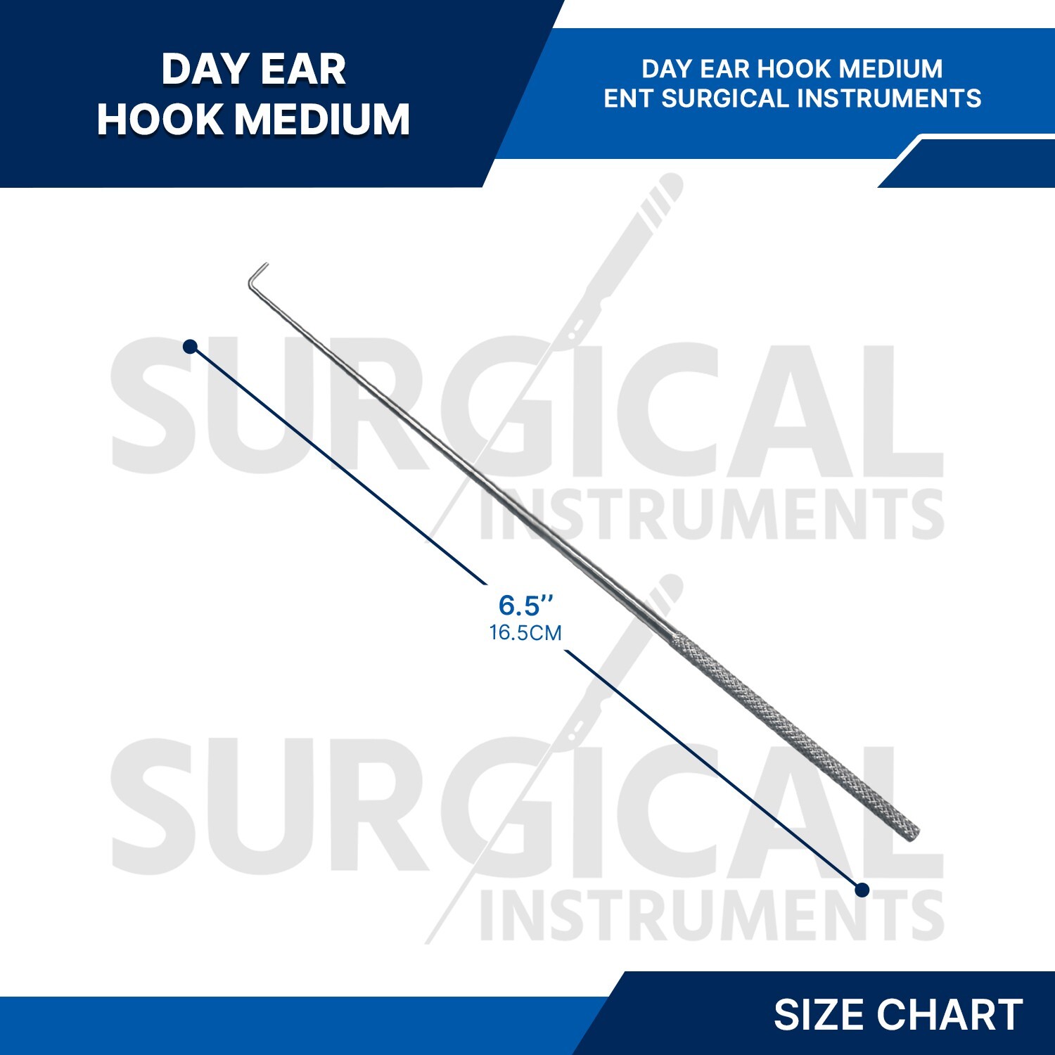 12 Pcs Day Ear Hook 6.5″ Large 1.5 MM ENT Surgical Instruments German Grade