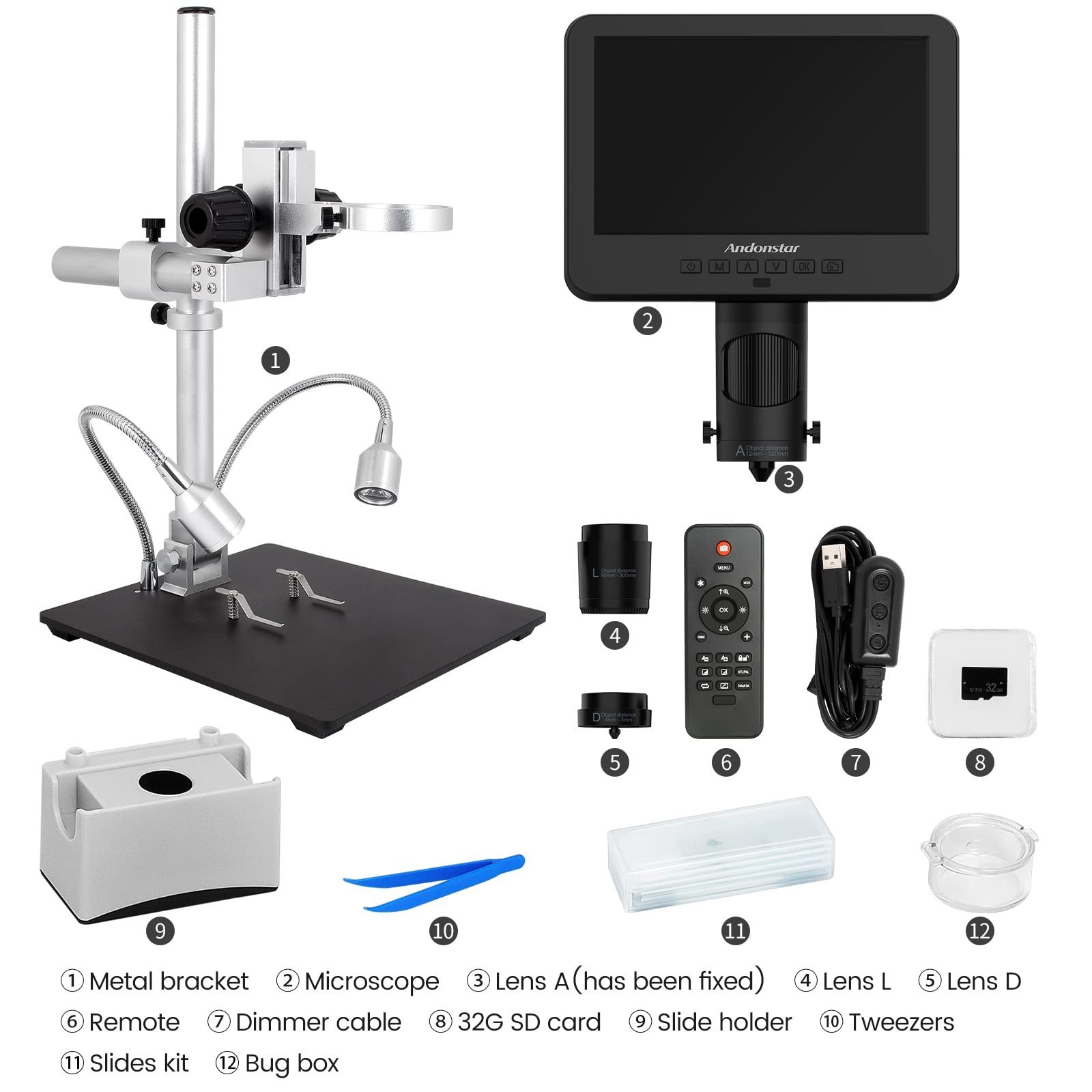 Andonstar AD246-M Digital Microscope for Adults, 3 Lens Soldering M… Fast Ship