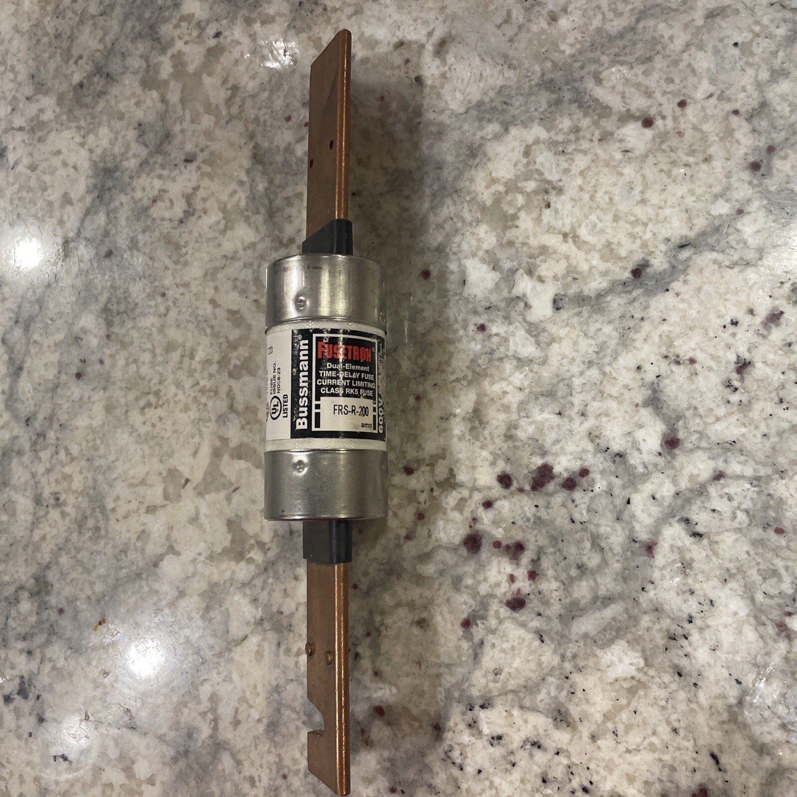 BUSSMAN FUSETRON FRS-R-200 DUAL ELEMENT TIME DELAY FUSE Class RK5 9 1/2″ LONG
