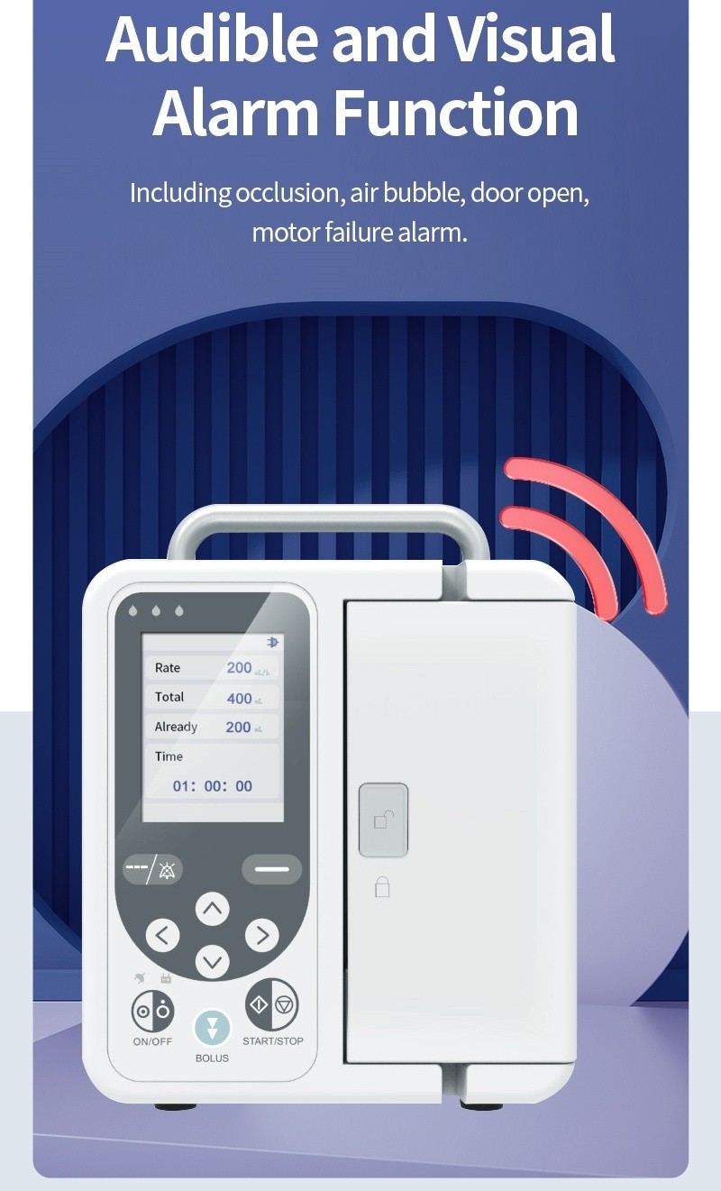 High-Precision Electric Infusion Pump 0.1-1800ml/h Adjustable Class II Type IPX