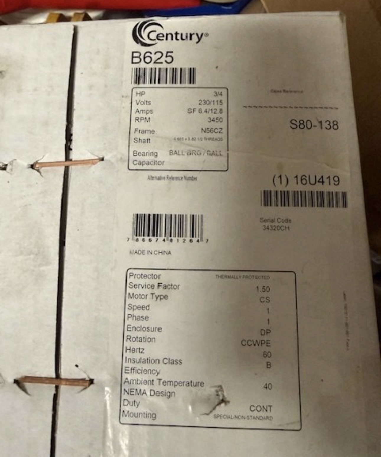 Century (A.O. Smith) 3/4Hp Full Polaris Booster Pump Motor 230/115V PH1 3450 Rpm