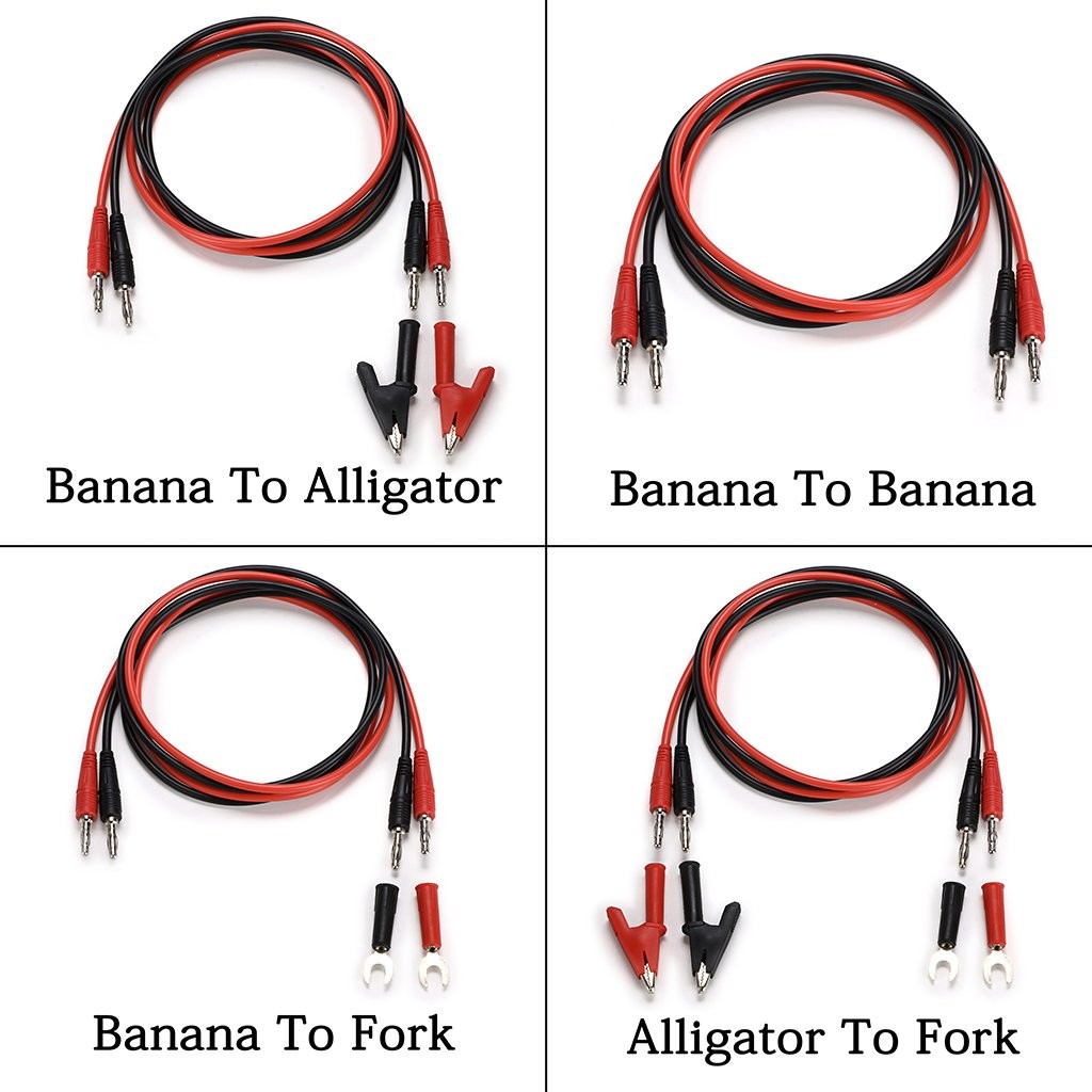 4 in 1 Banana Plug Alligator Clip Pure Copper Test Cable 3.3FT Red Black