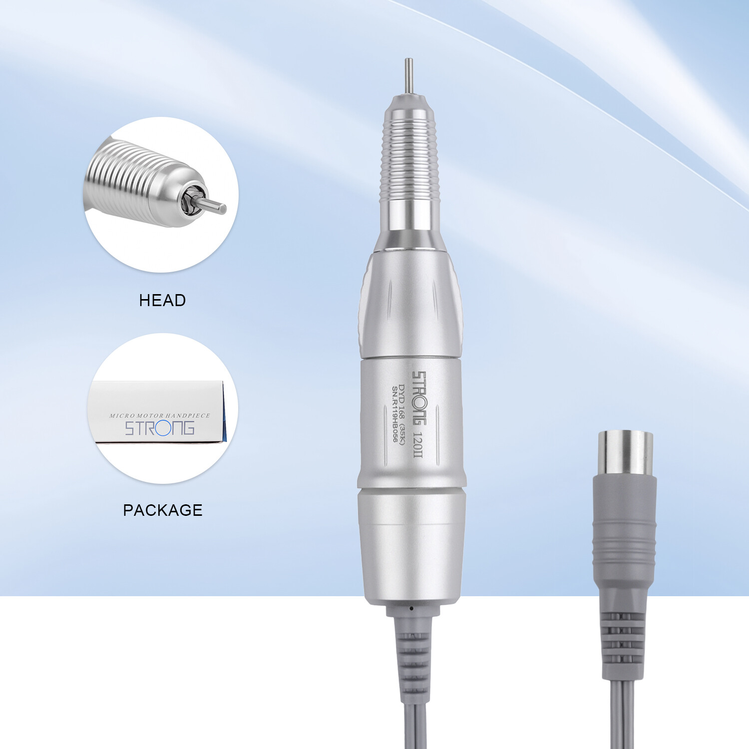 STRONG120 Dental 35KRPM Electric Micro Polishing Motor Brush Handpiece Silver US
