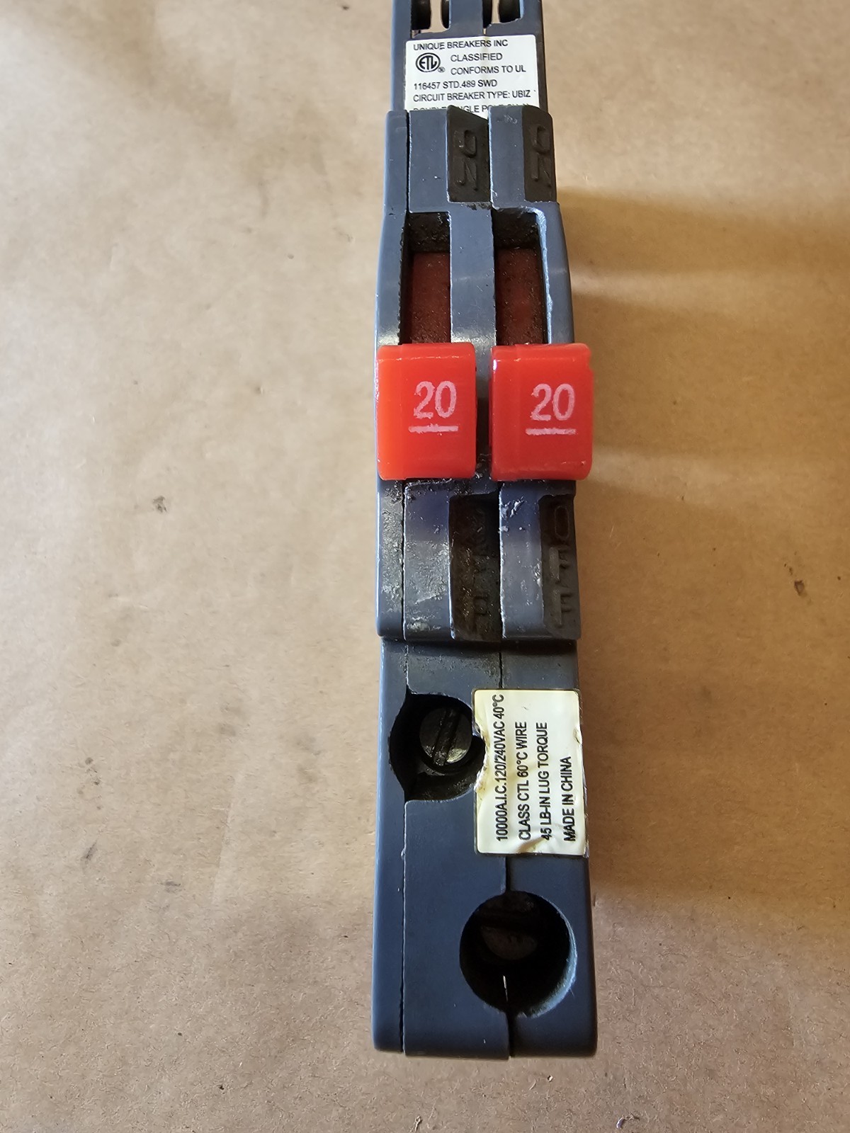 Connecticut Electric UBIZ2020 20/20 Twin Tandem Circuit Breaker Zinsco Style