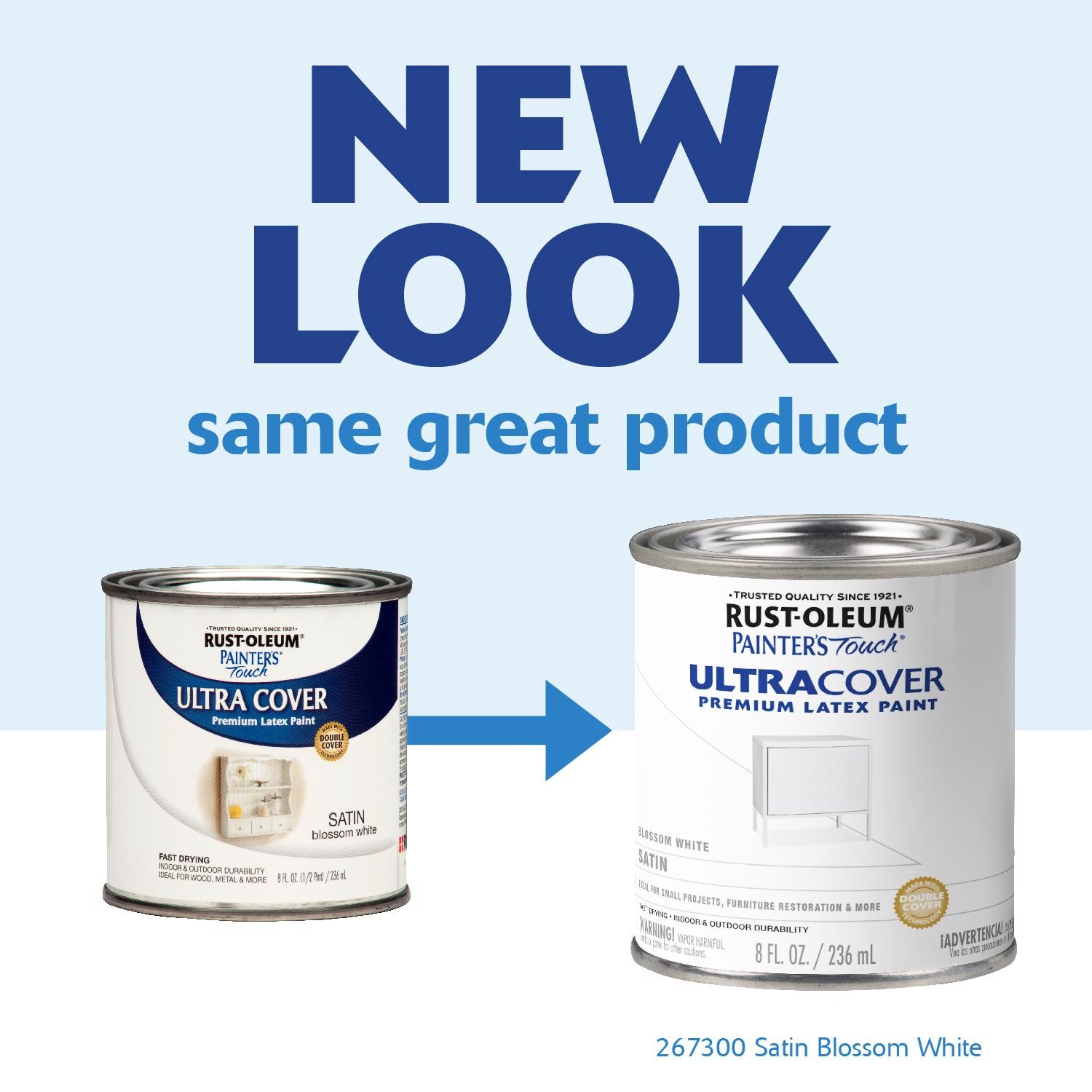 Rust-Oleum Painter’s Touch Latex Paint Satin Blossom White Half Pint PACK 6