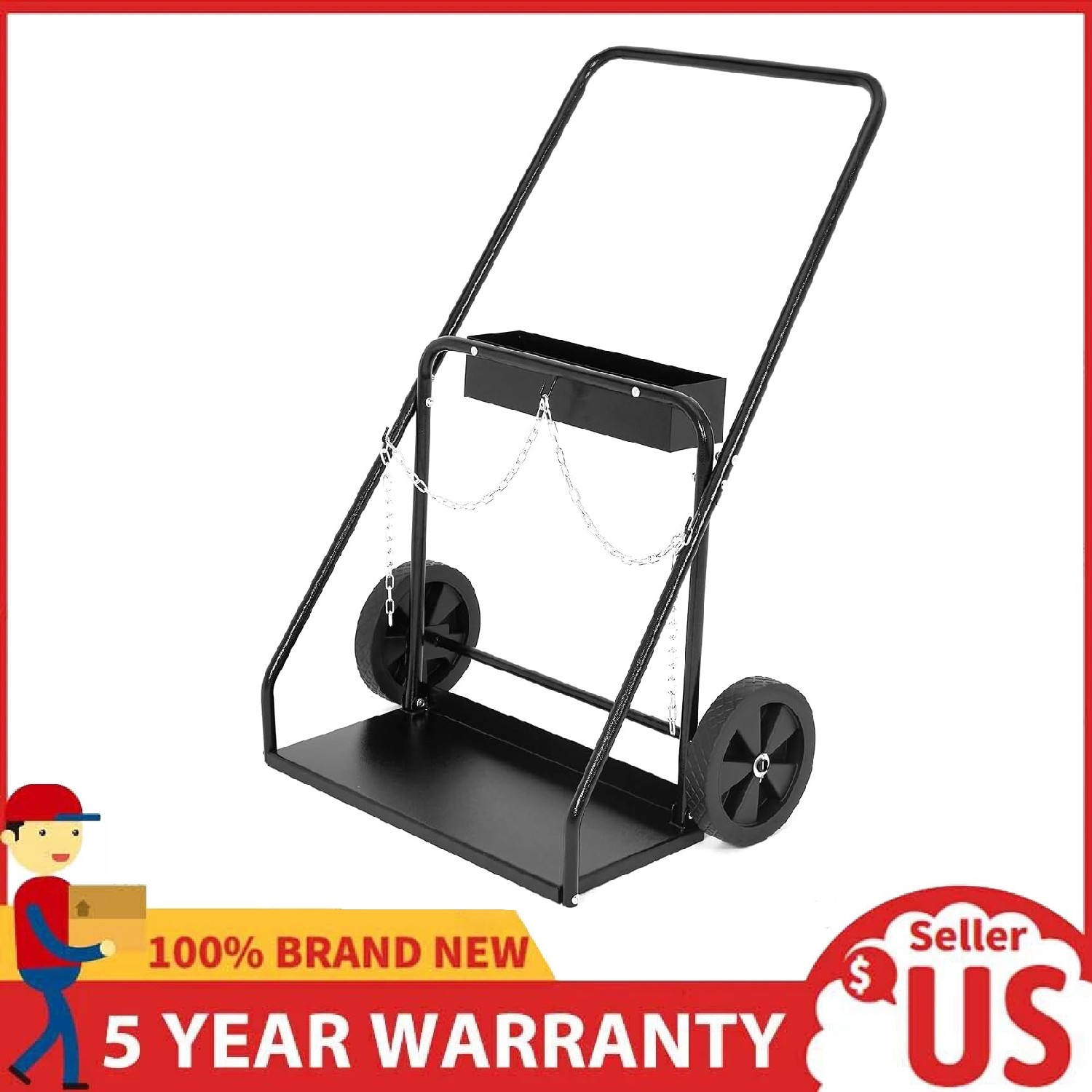 Welding Cylinder Cart, Heavy Duty Oxygen Acetylene Tank Cart Rolling Welder Cart