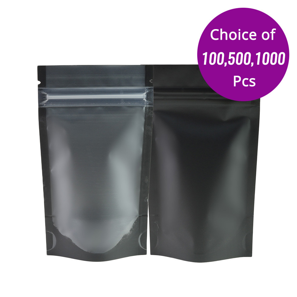 5x7in Matte Clear Front Black Back Mylar Stand up Zip Lock Bag w/Machine B03