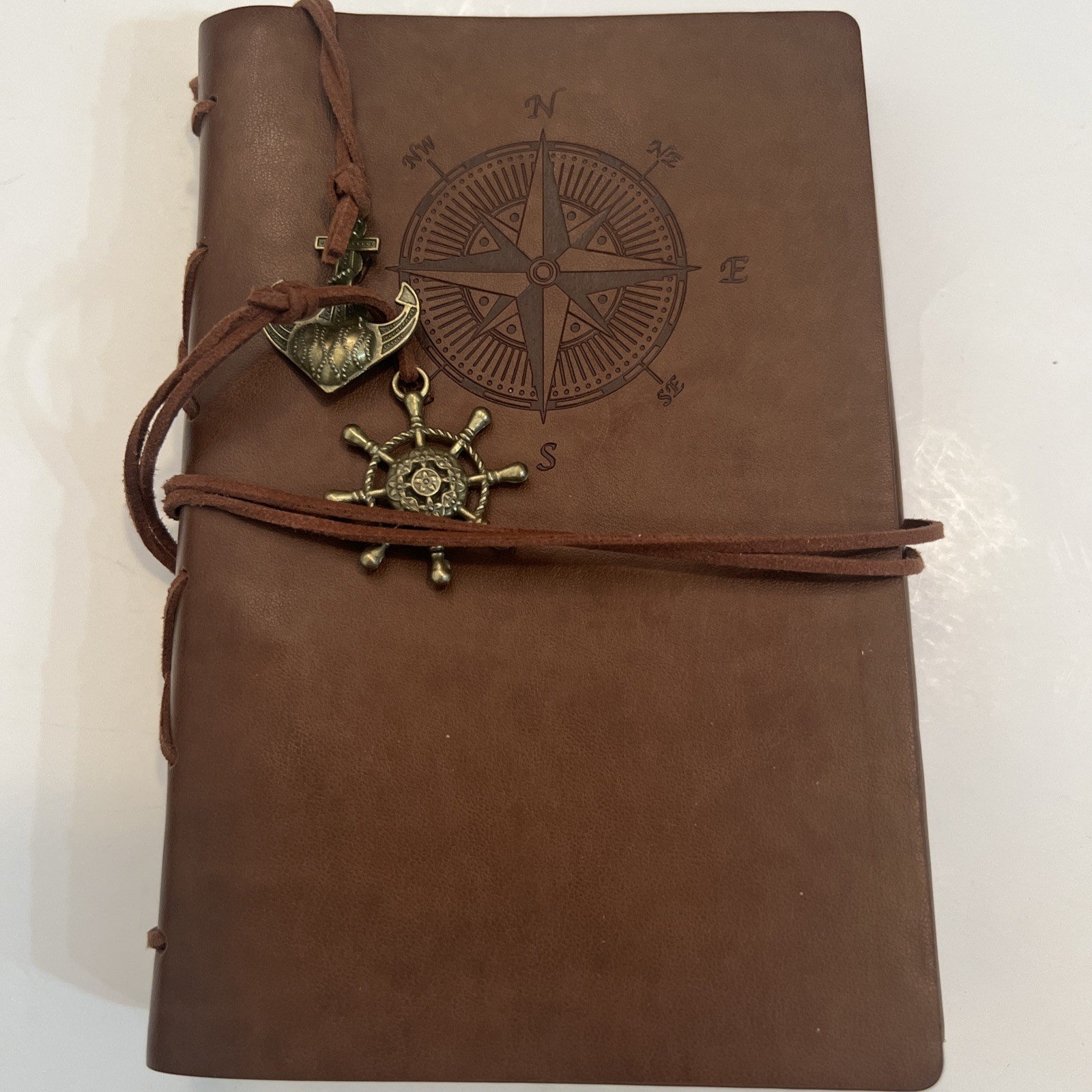 Maleden Nautical Leather Journal Refillable 6 Ring Compact Binder Craft Paper