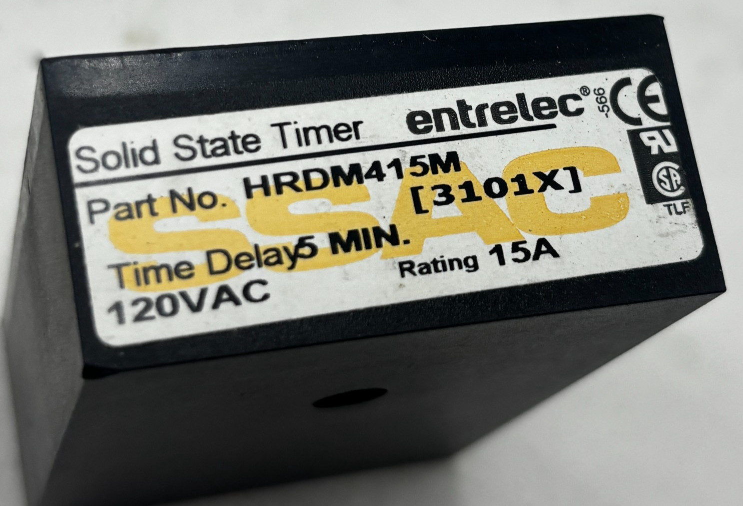 SSAC HRDM415M Entrelec Solid State Timer, Time Delay Relay 120VAC 15A 🎯