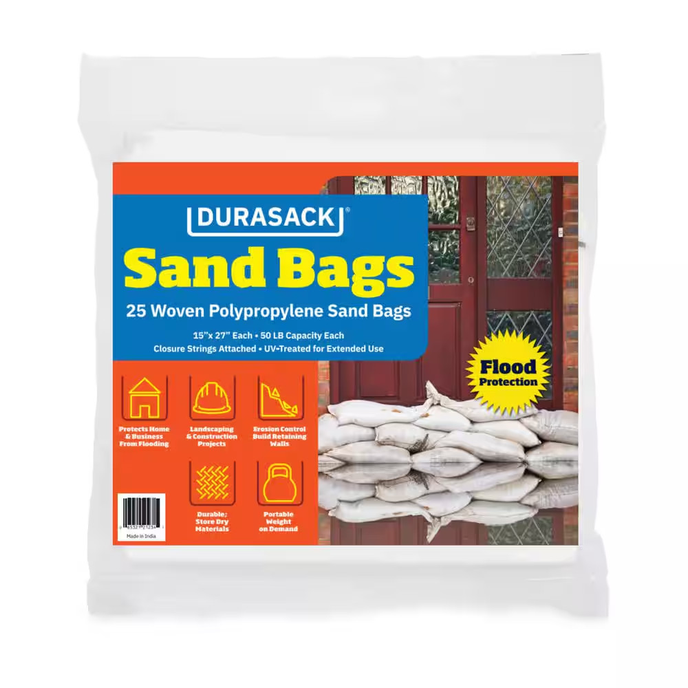 15 In. X 27 In. White Woven Sand Bags with Tie String (25-Pack)
