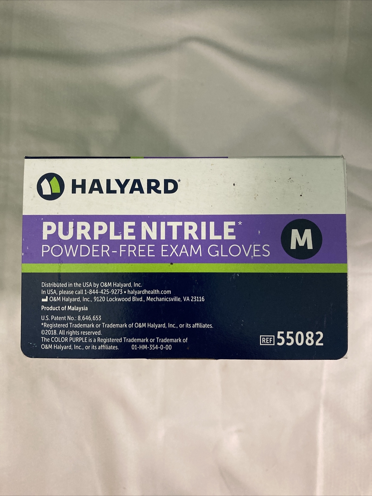 HALYARD PURPLE NITRILE GLOVES 55082 Powder-Free Exam/ 100 Gloves/ Medium