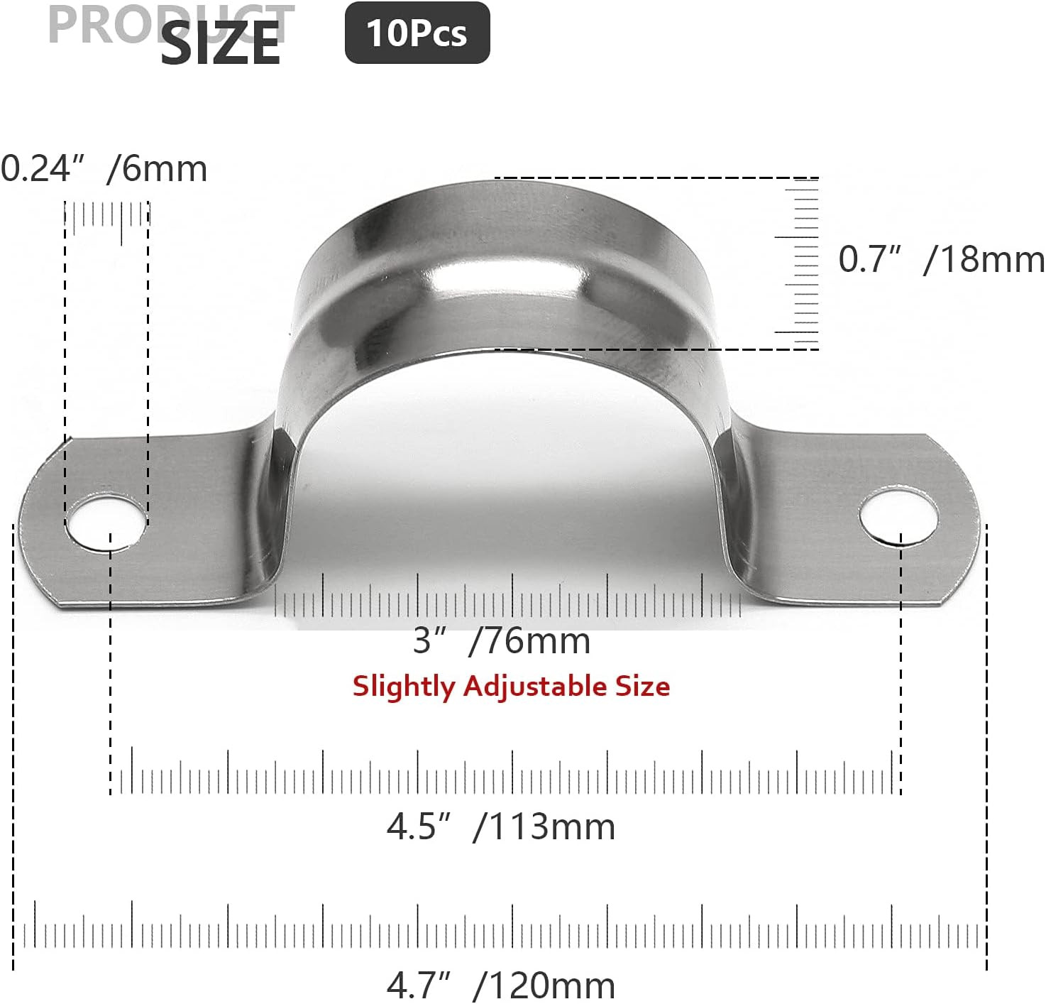 10Pcs 3 Inch Stainless Steel Large Conduit Clamps, Two Hole Strap U Bracket Rigi