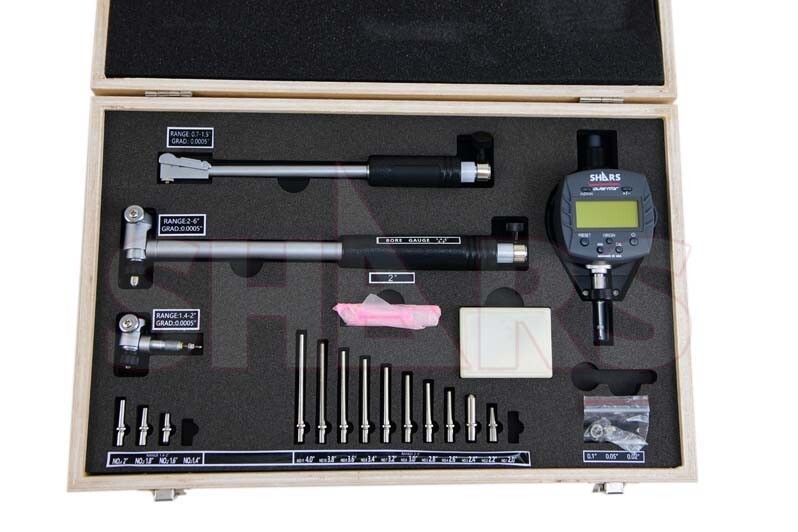 Shars 0.7 – 6.0″ Electronic Bore Gage with 0.5″ Aventor DPS Indicator 0.0005″ L]