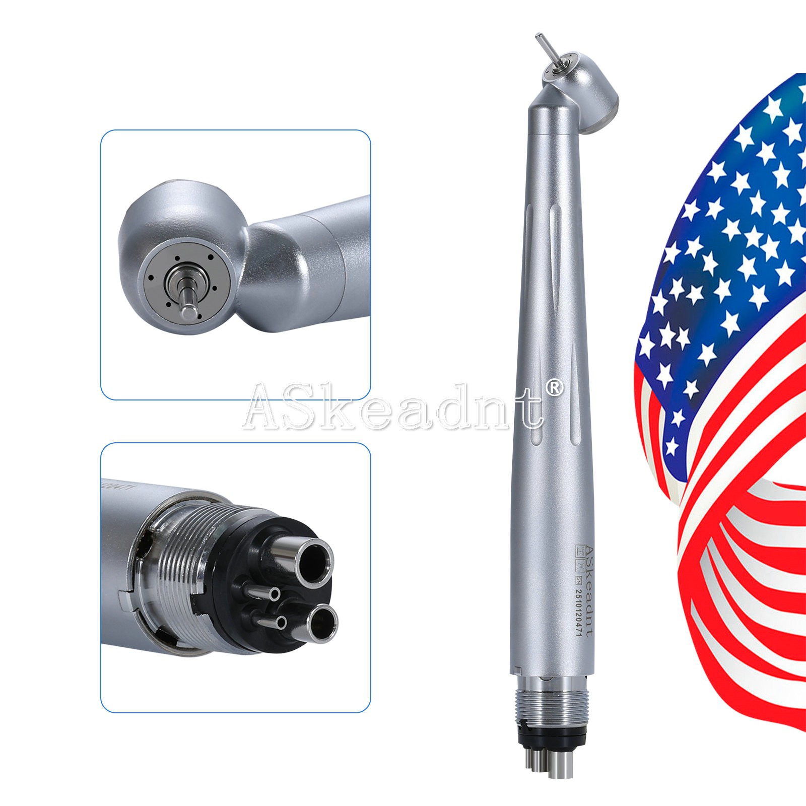 Askeadnt Dental Surgical High Speed Handpiece 45 Degree 4 Hole 3 Water Spray