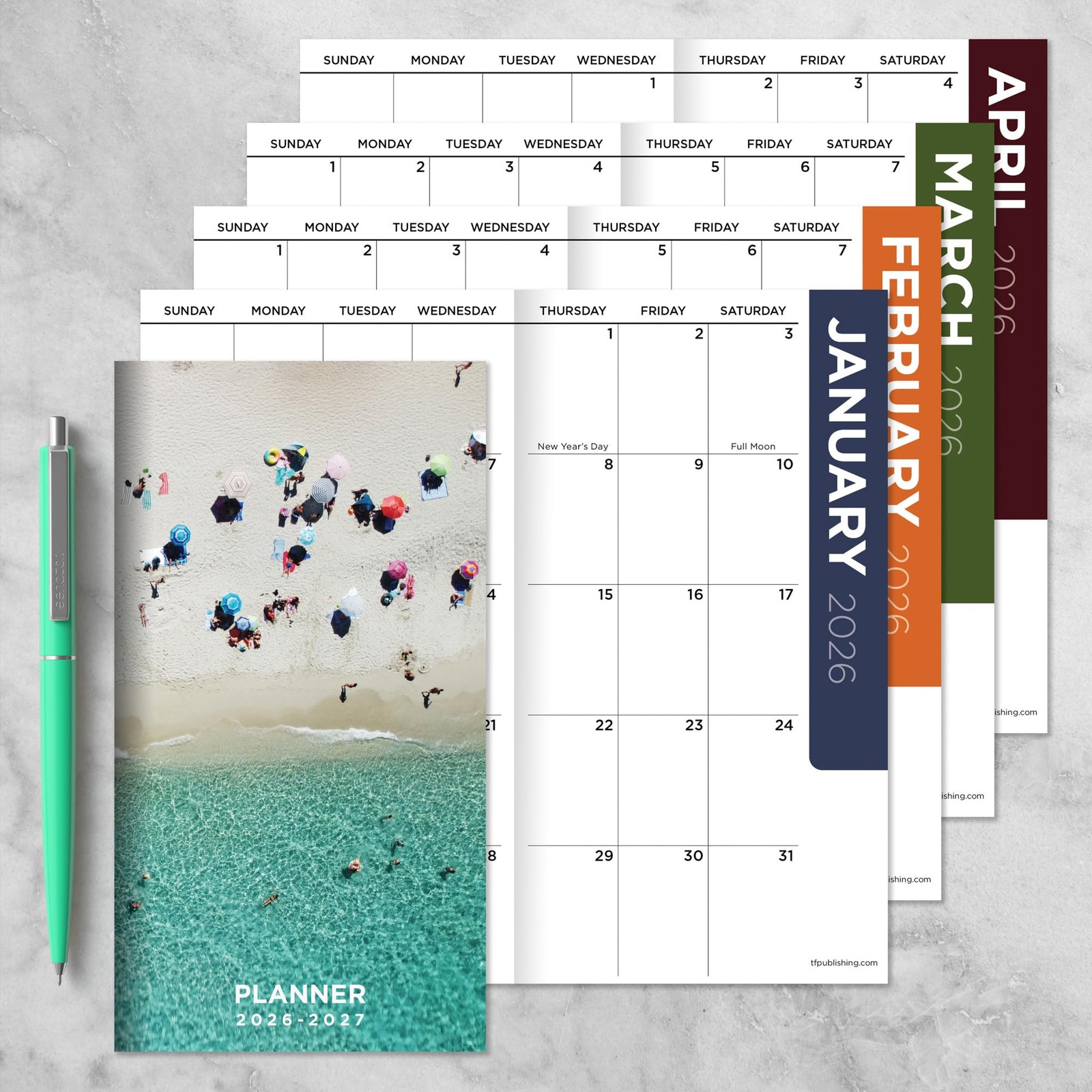 2026-2027 Beaches Small Monthly Pocket Planner – 2-Year Pocket Calendar with …