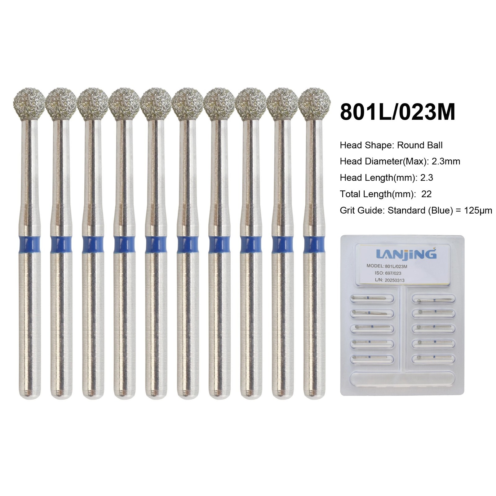 Dental Diamond Bur FG Round End Taper Football Flame Pear Coarse Fine High Speed
