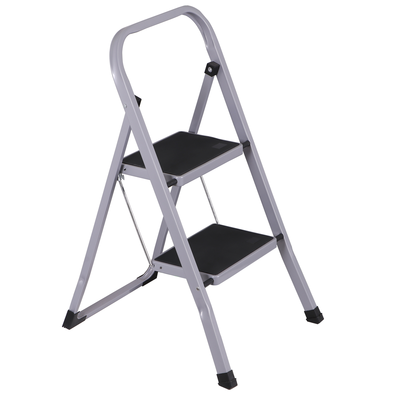 2 Step Ladder w/Anti-Slip Pedal Convenient Handgrip for Home Daily Use Gray