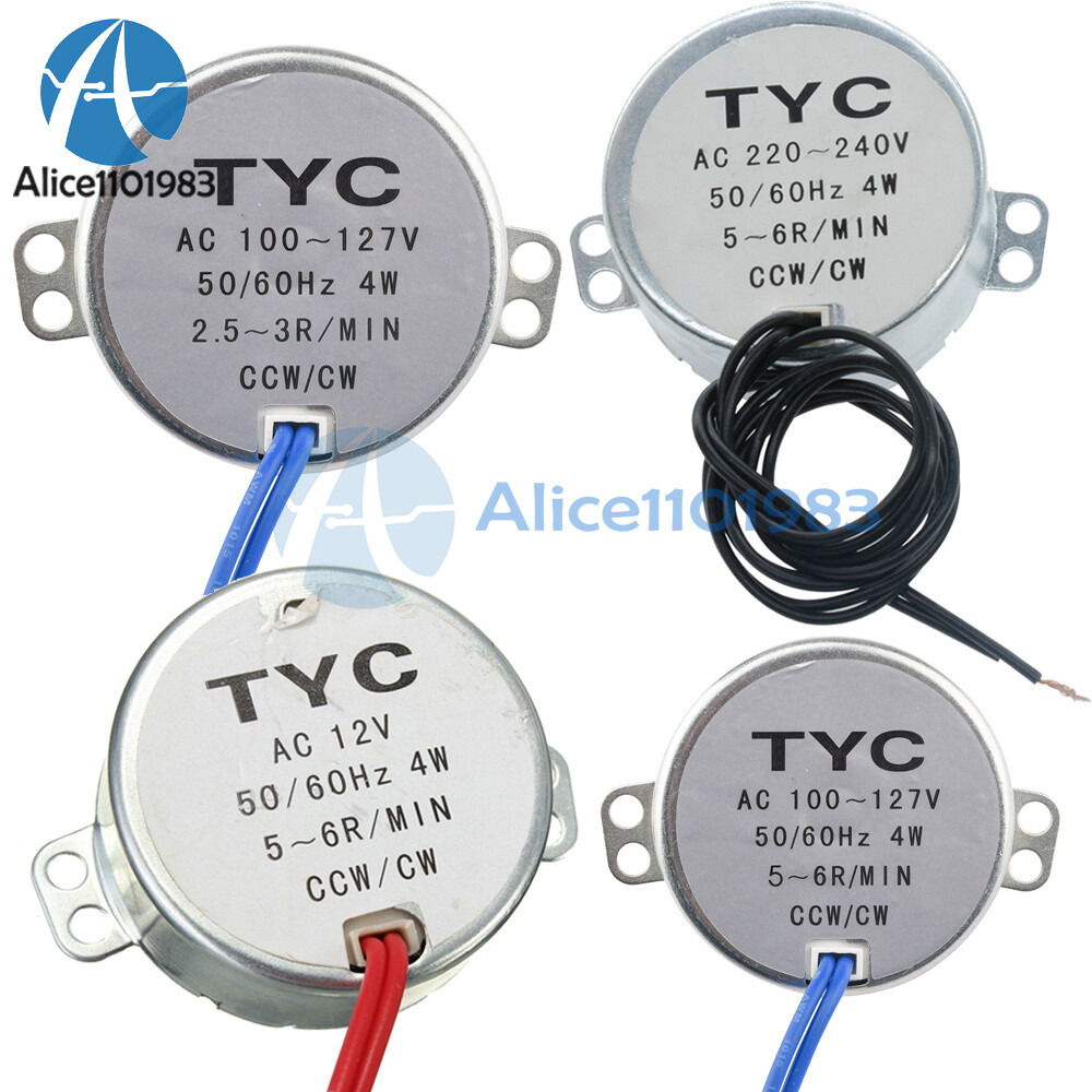 AC 12V/110V/220V 4W 50/60Hz Synchronous Motor 2.5/3/5/6RPM For Microwave TYC-50