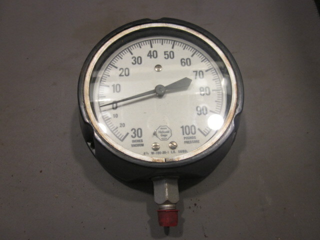 ACCO Helicoid 4-1/2 W-100-30-1LB Pressure Gauge/Gage -30 -100 PSI, BOTTOM MOUNT