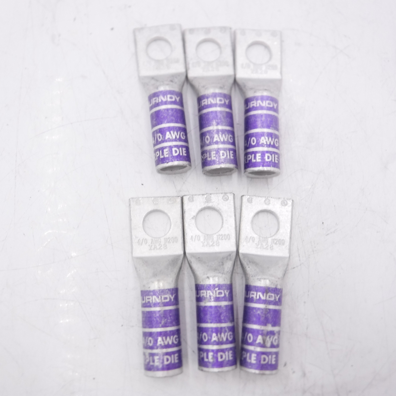 6 Pack Burndy Purple Die 15 N200 4/0 AWG Copper Compression Lugs