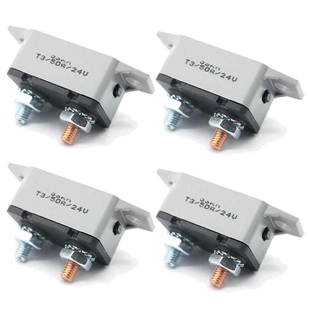 4X 50A AMP 12V Circuit Breaker Stud Type Shortstop Fuse Automatic Auto Reset