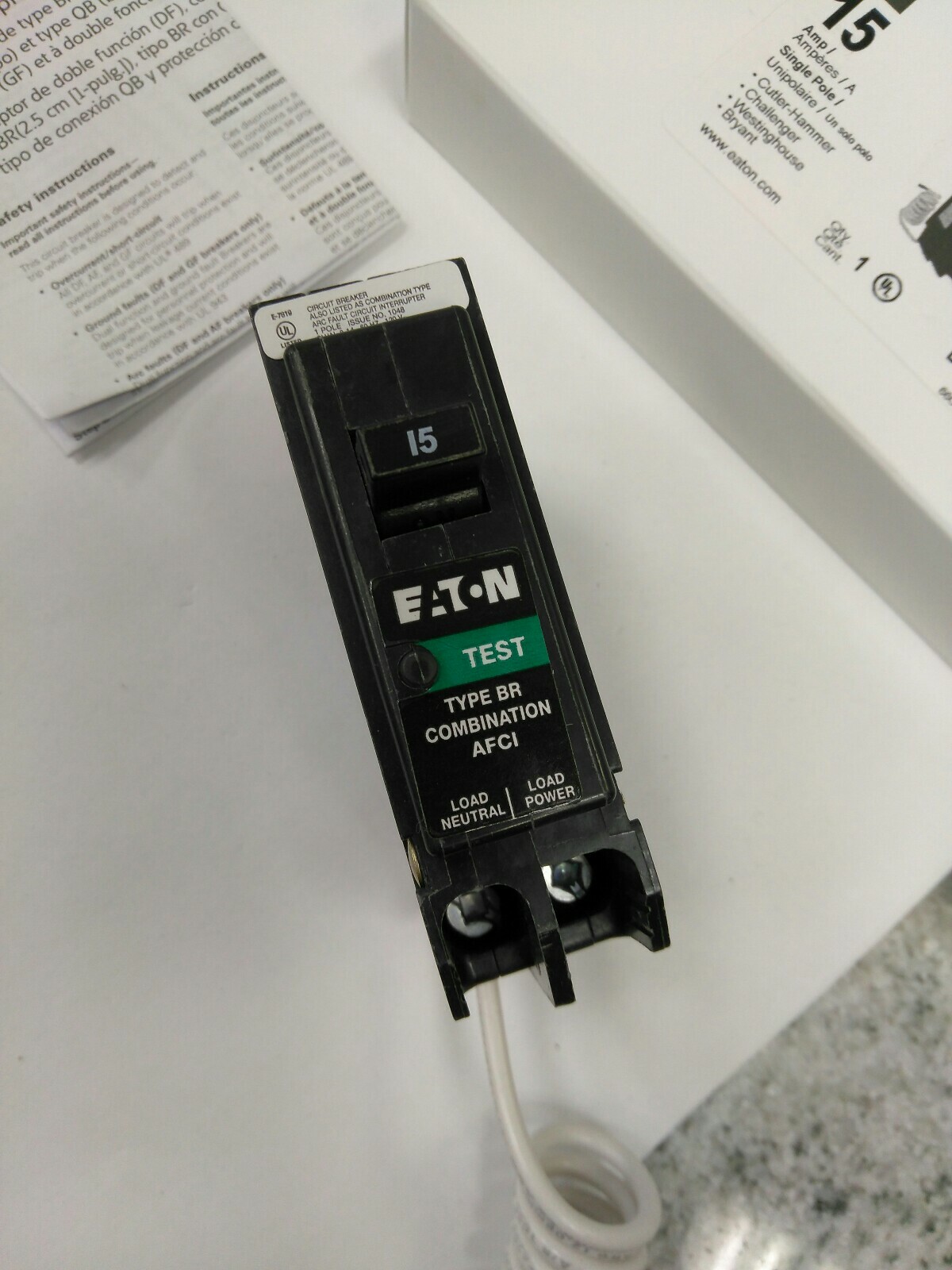 Eaton Cutler-Hammer BRN115AF 15A 120VA , 1P, BR COMBINATION AFCI Breaker(26E2