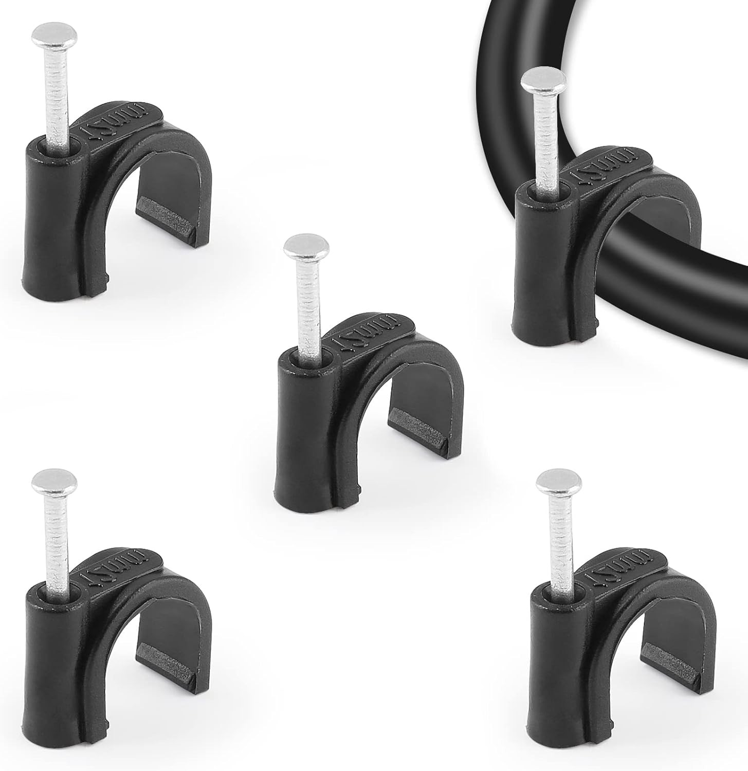 100 Pieces Half Clamps J Hook with Nail 1/2 & 3/4 Inch Black Pex Support Holder