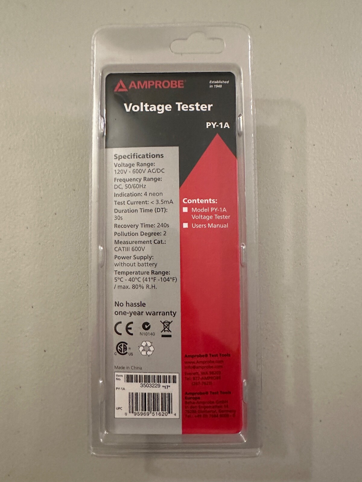 Amprobe PY-1A Voltage Tester 3503229 NEW!