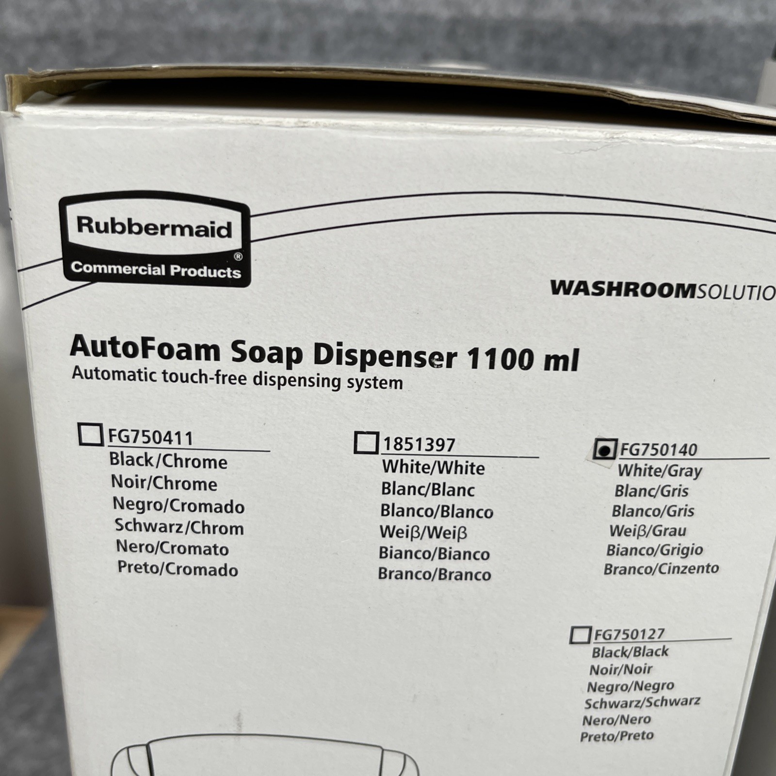 Rubbermaid AutoFoam Dispenser FG750140 White/Grey Color New Lot Of 2