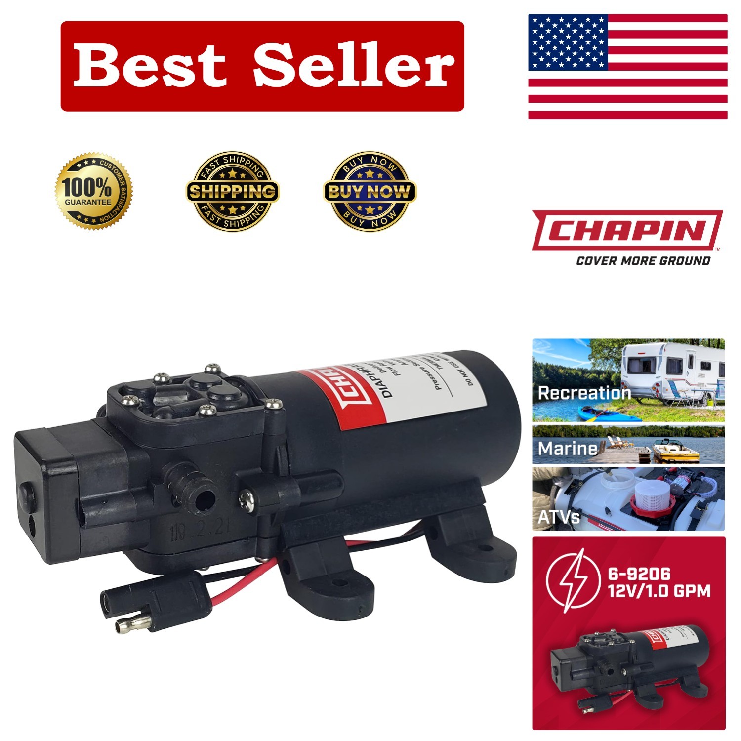 6-9206 12V Self-Priming 1.0 GPM Diaphragm Pump – Durable & Versatile