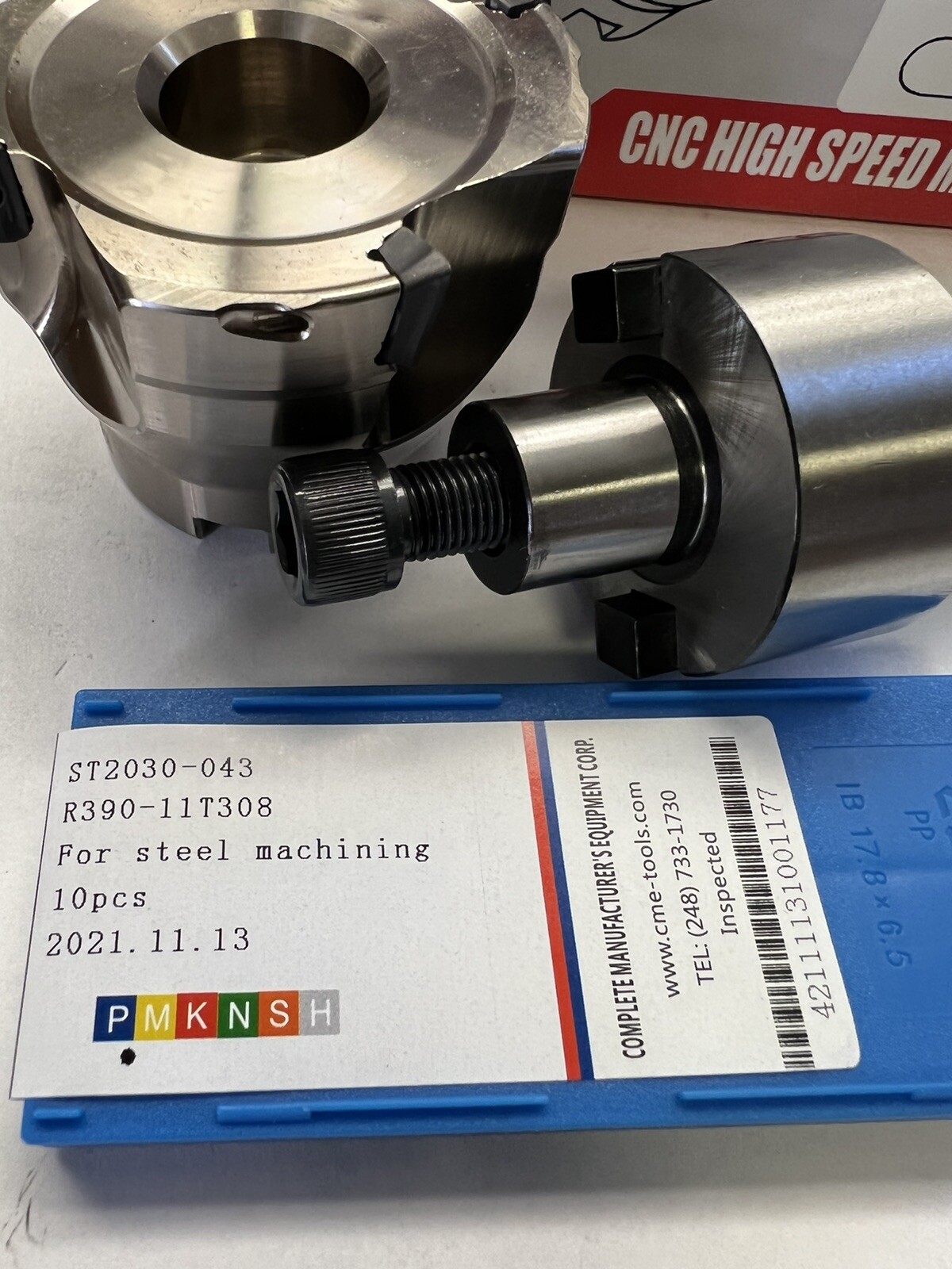 2-1/2″ 90 degree indexable face mill w MT3 Arbor & Extra 10pcs R390 Inserts #506