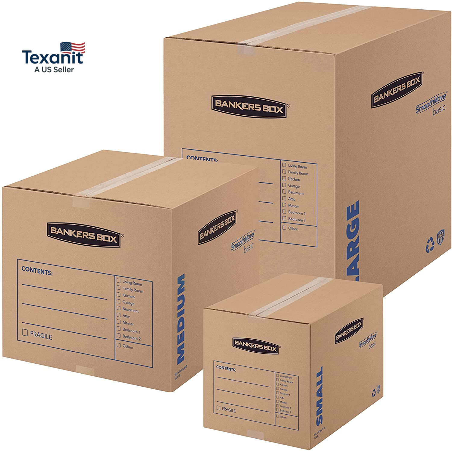 Small Moving Box 15 Pack, Pre-Printed for Labeling, 16.5-In X 12.25-In X 12.675-
