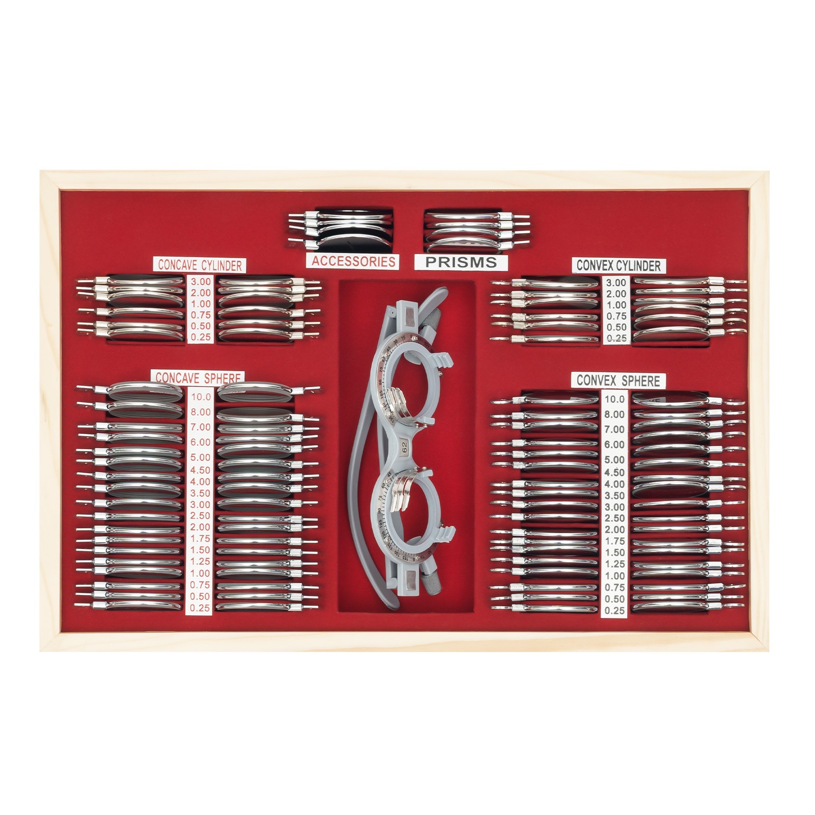 Optometry Optical Trial Lens Kit Test Metal Trial Frame Set w/Case Box 104pcs