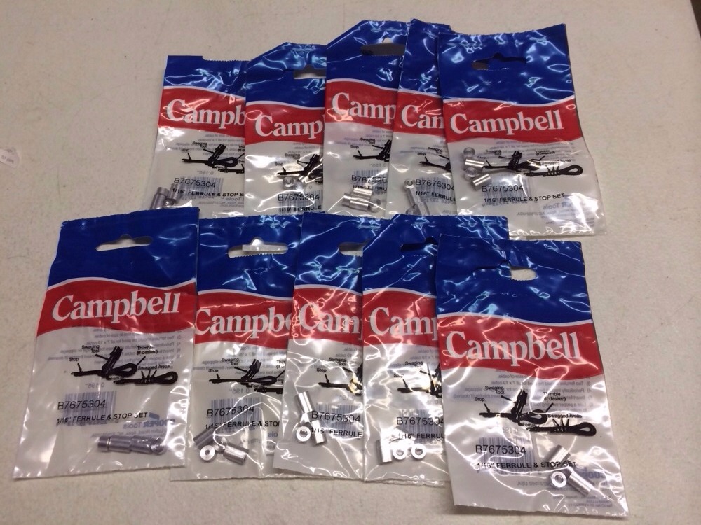 Campbell 1/16″ CABLE FERRULE AND STOP SET B7675304 LOT OF 10 (NEW)