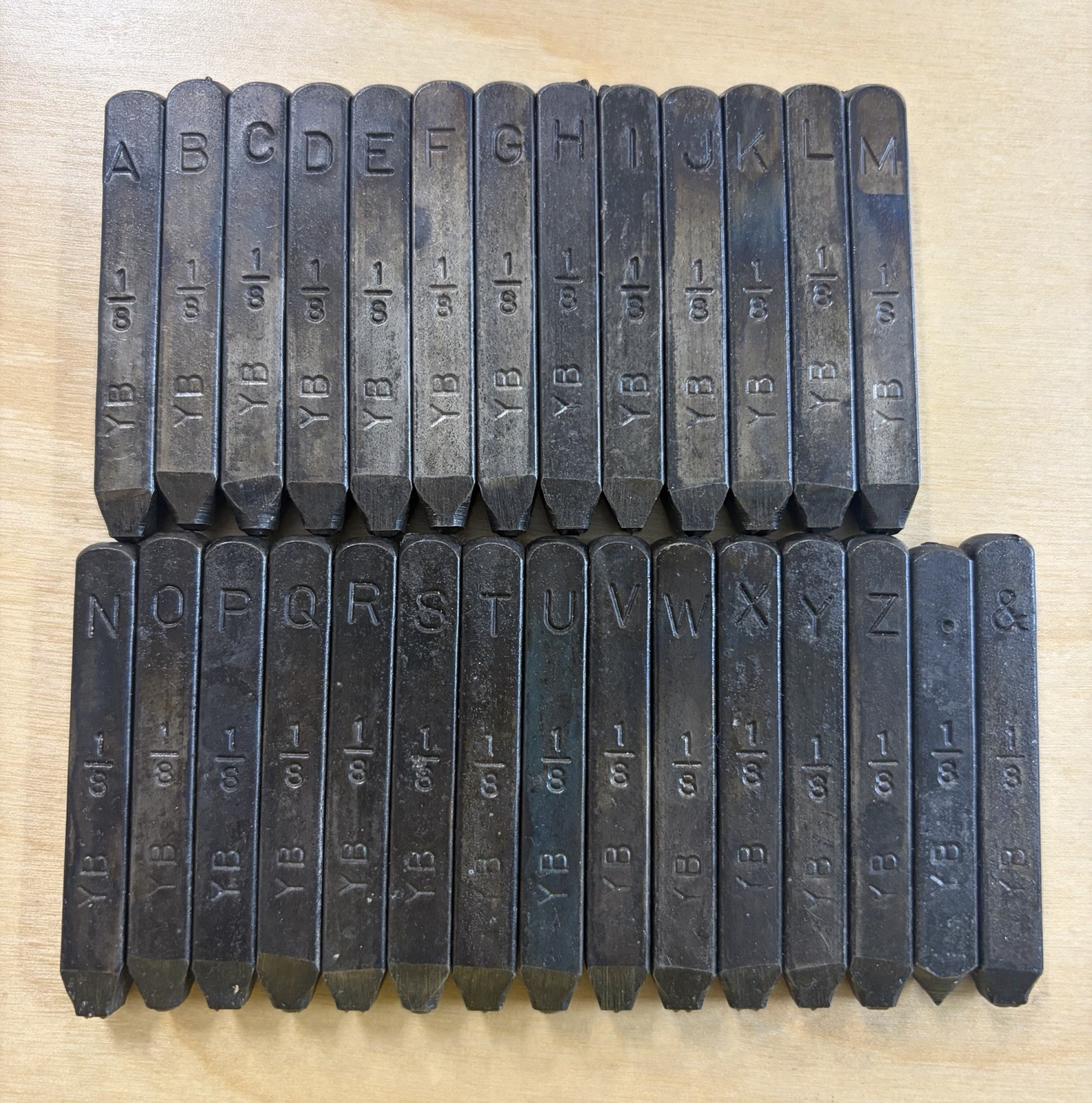 Vintage Young Bros 1/8″ Steel Letter Stamp Set 5110-289-0006 USA Machine Made