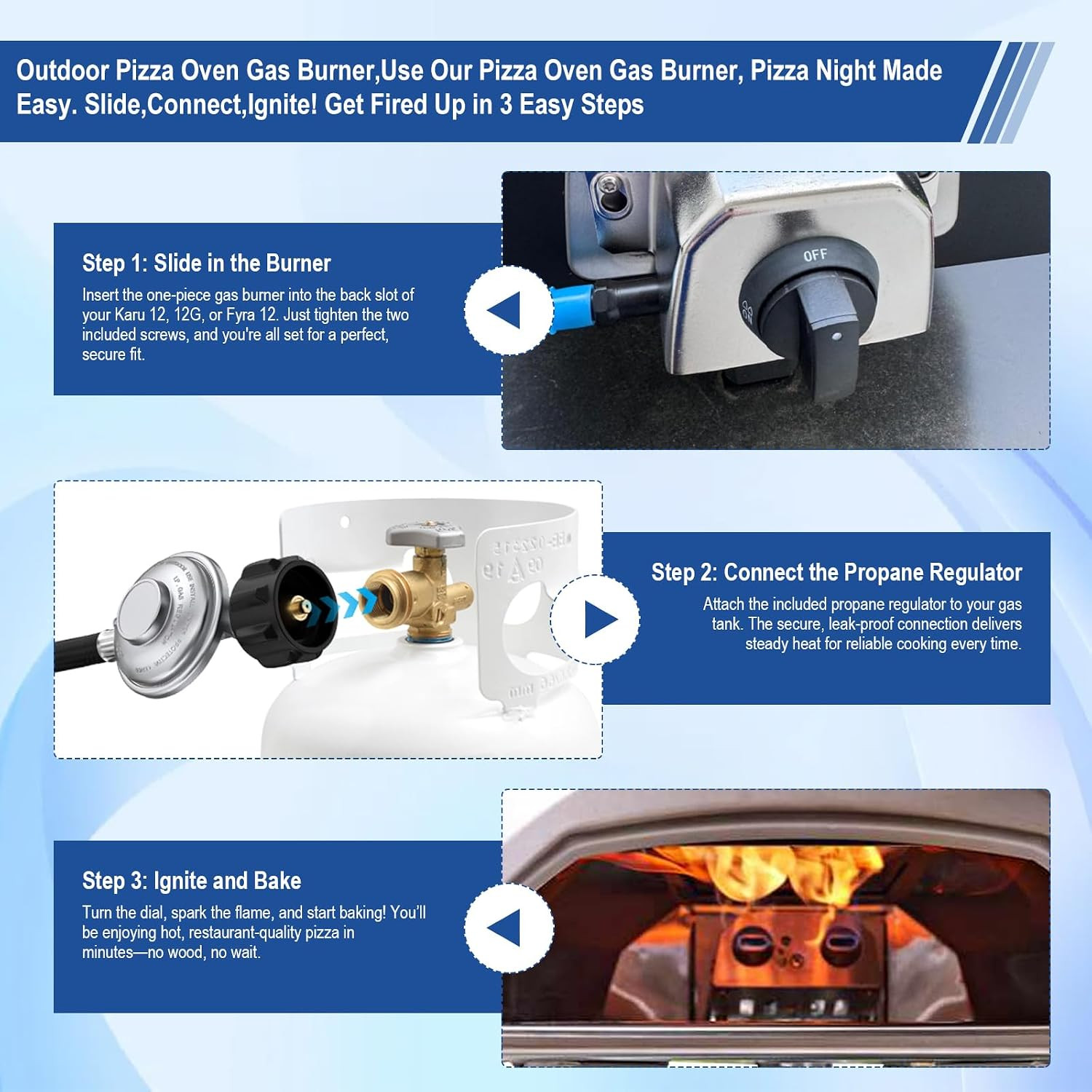 Pizza Oven Accessories, Pizza Oven Gas Burner Attachment, Outdoor Pizza Oven Acc
