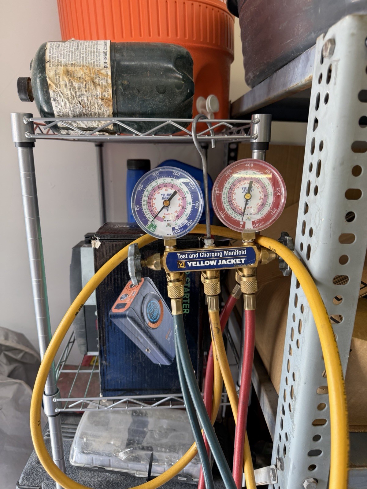 HVAC Combo: Fieldpiece MR45 Recovery Pump & Yellow Jacket A/C Gauges With Hoses