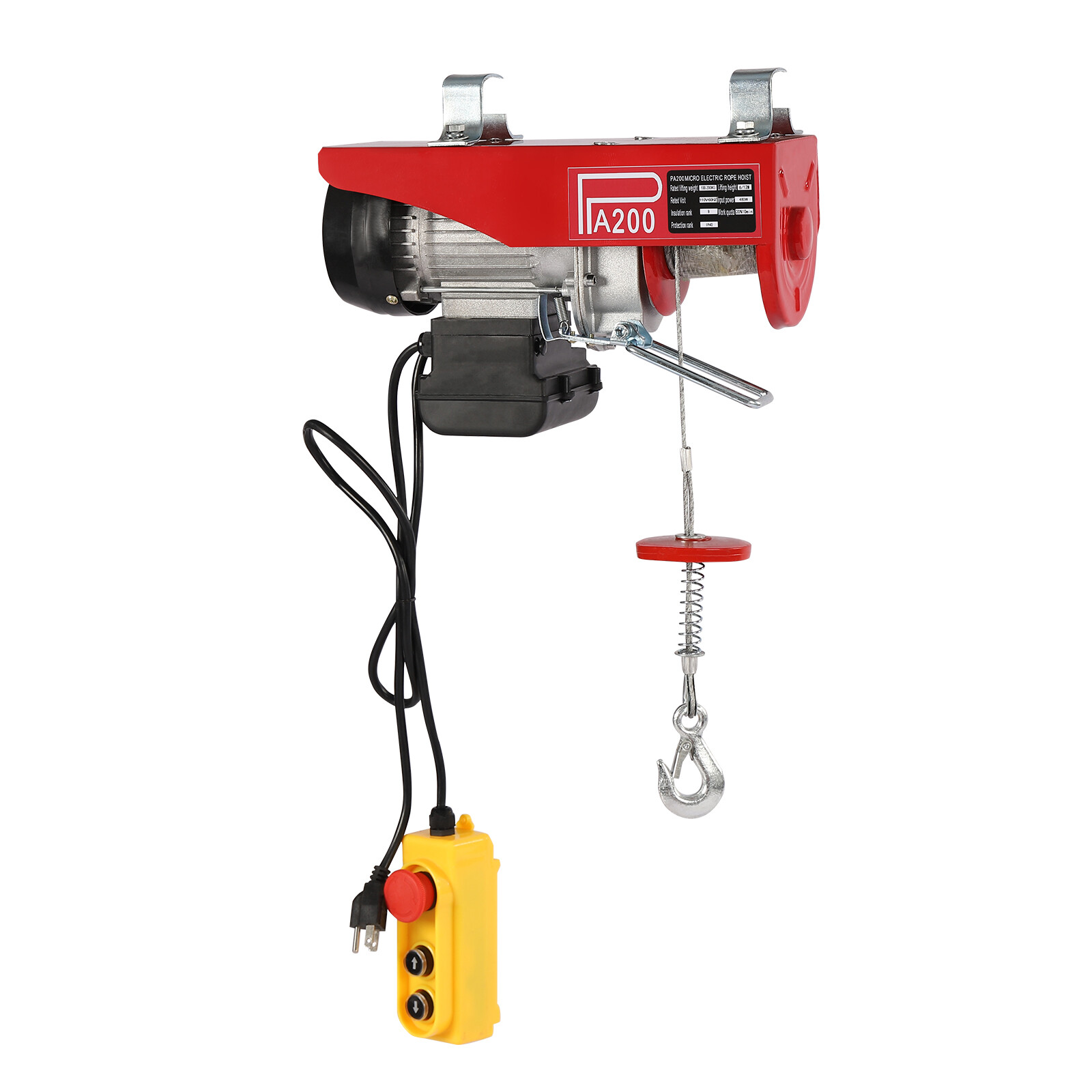 200kg/440lbs 110V Electric Wired Hoist Winch Hoist Crane Lift Remote Control