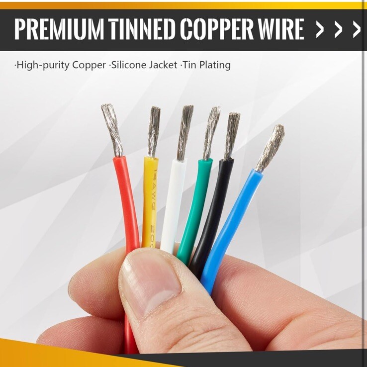 14 Gauge Wire, 6 Colors Automotive Wire(Each 10 Ft/3 Meters), Electrical Wire