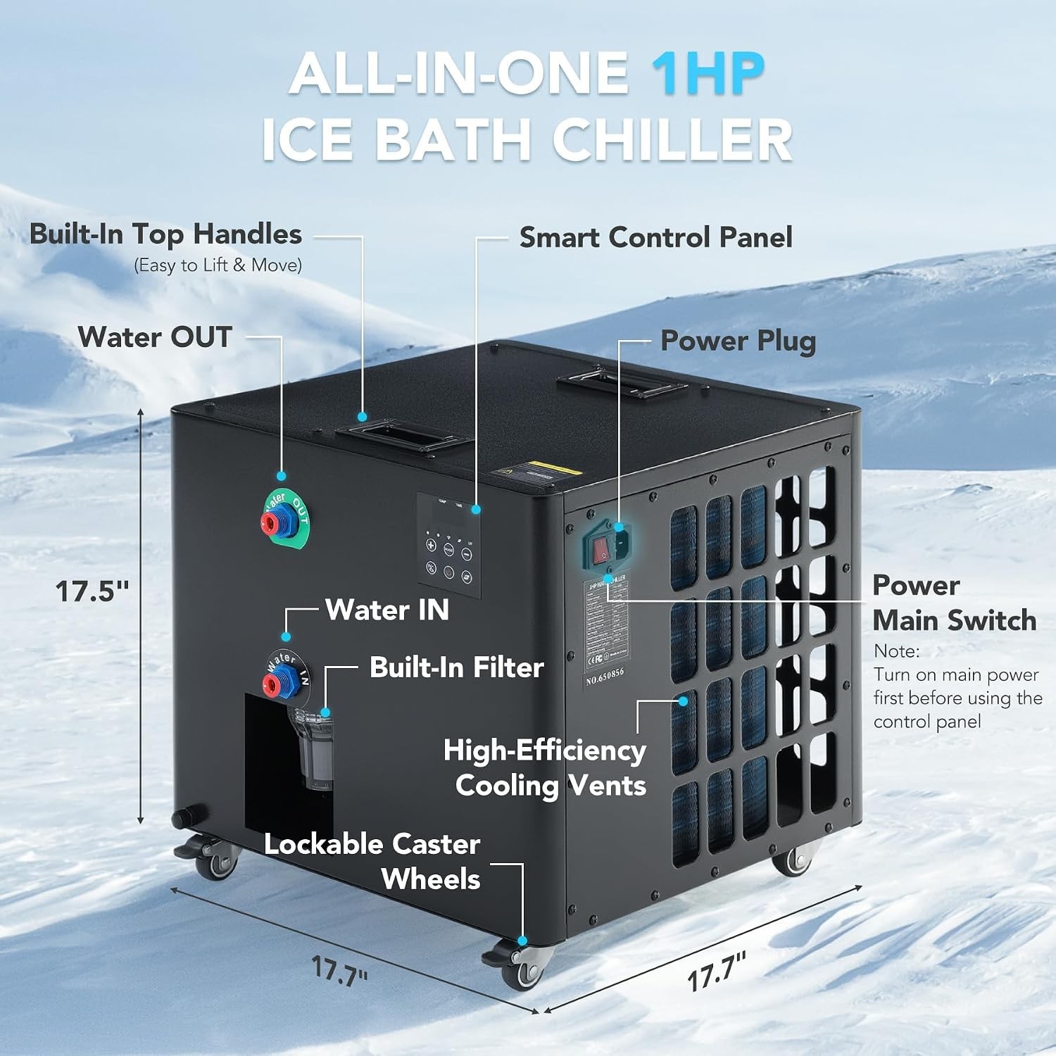 1HP Ice Bath Water Chiller & Heater for Cold Plunge Therapy – 37.4°F to 104°F