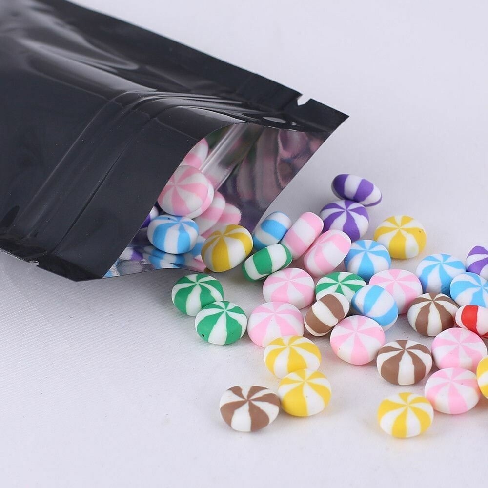 100PCS Premium 4×6″ Matte Black Small Double-Sided Mylar Foil Zip Storage Bags