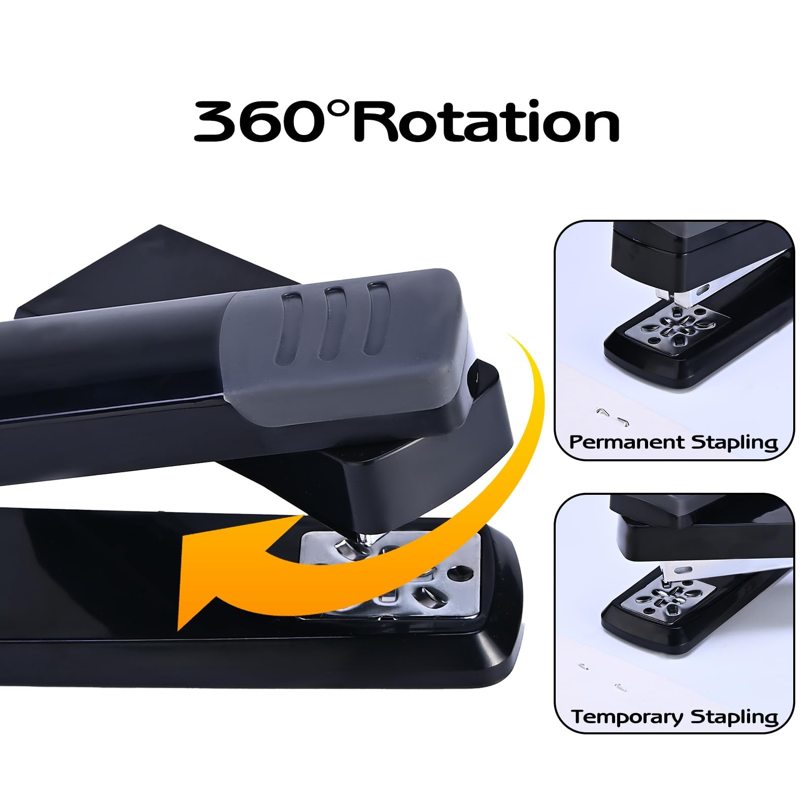 M&G Cute Swing-Arm Swivel Stapler with 1000 Staples, 360 Degree Rotate Desk S…