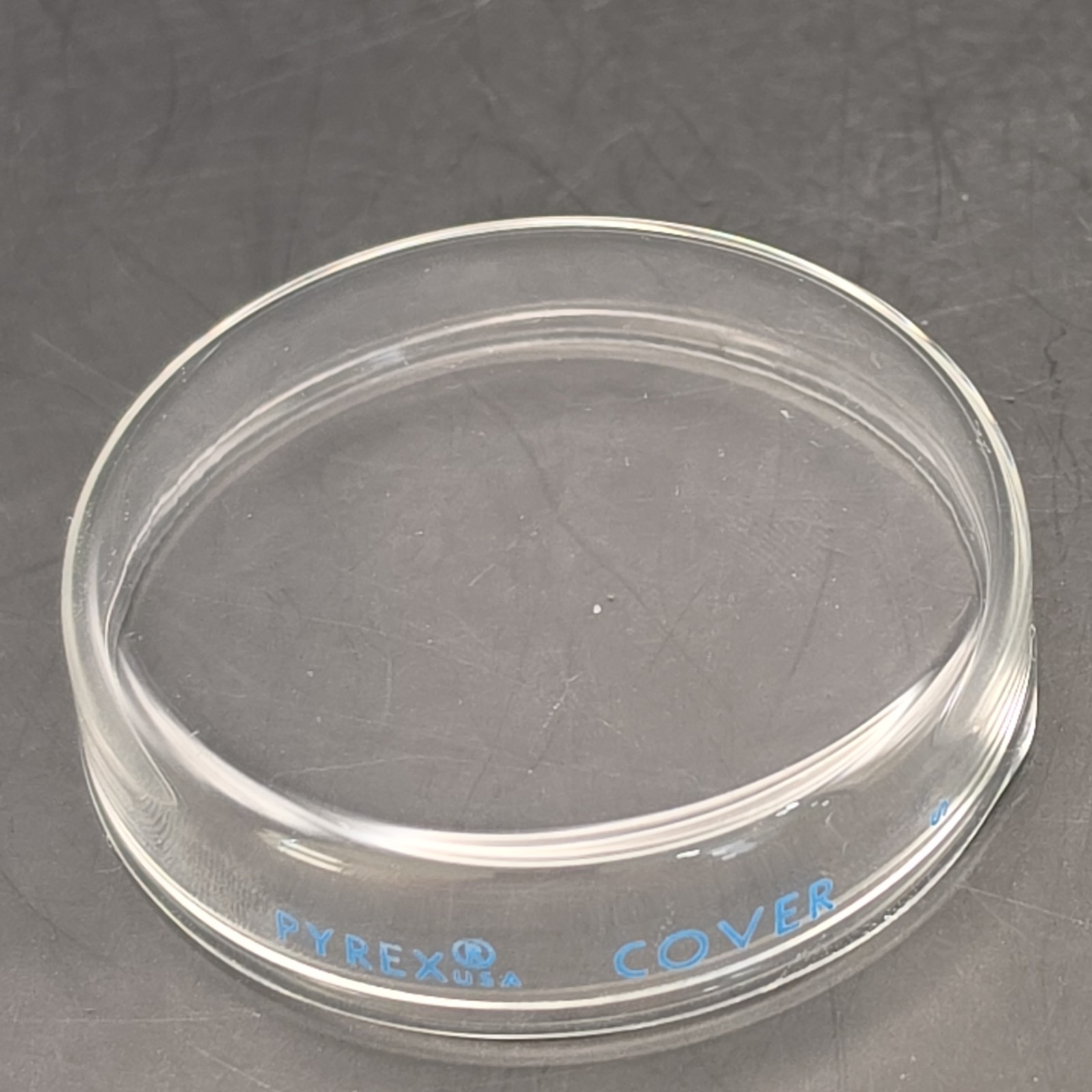Vintage Corning Pyrex 100mm Glass Petri Dish Cover Only Blue Lettering 3160-101C
